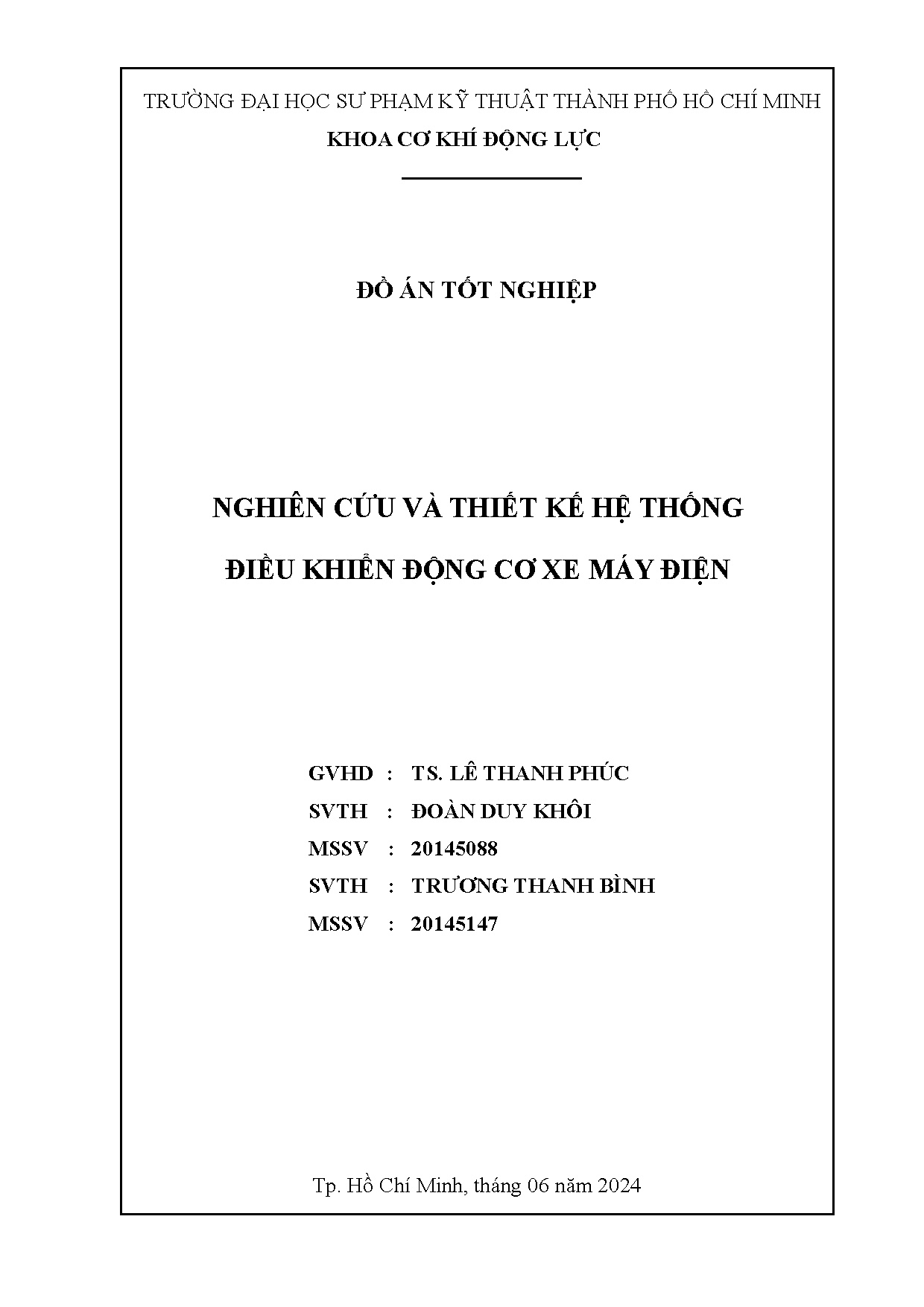 Đồ án tốt nghiệp - Nghiên cứu và thiết kế hệ thống điều khiển động cơ xe máy điệ