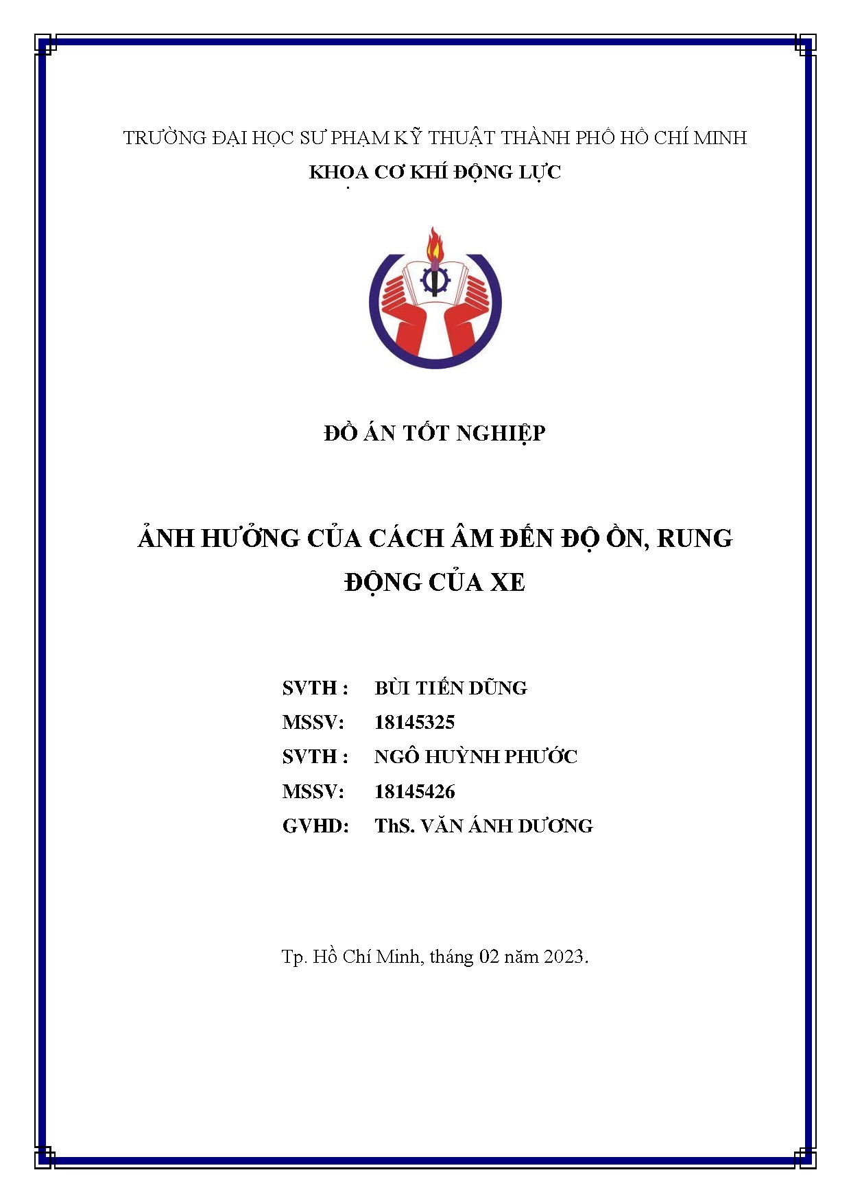 Đồ án tốt nghiệp - Ảnh hưởng của cách âm đến độ ồn, rung động của xe