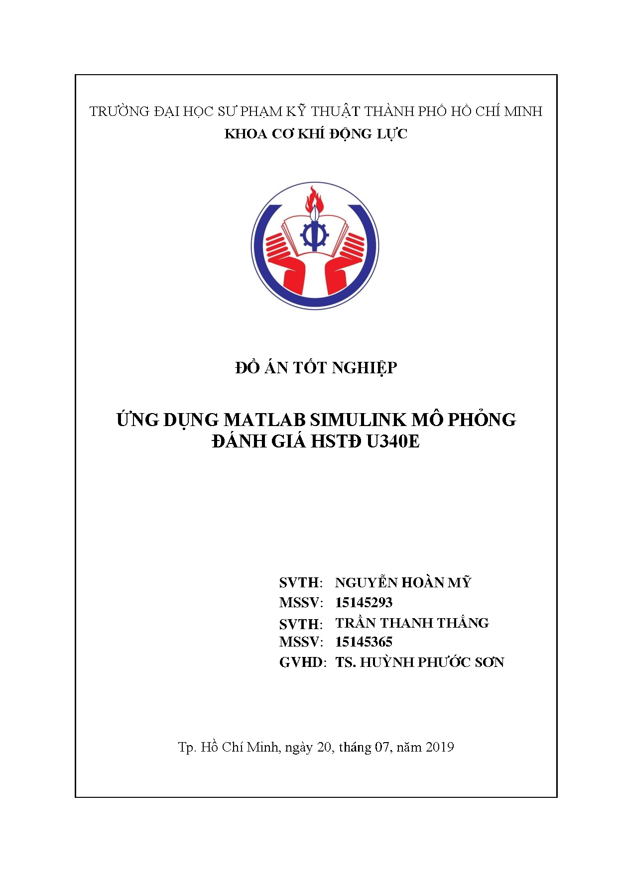 Đồ án tốt nghiệp - Ứng dụng Matlab Simulink mô phỏng đánh giá HSTĐ U340E: Đồ án tốt nghiệp NCNKT ô T