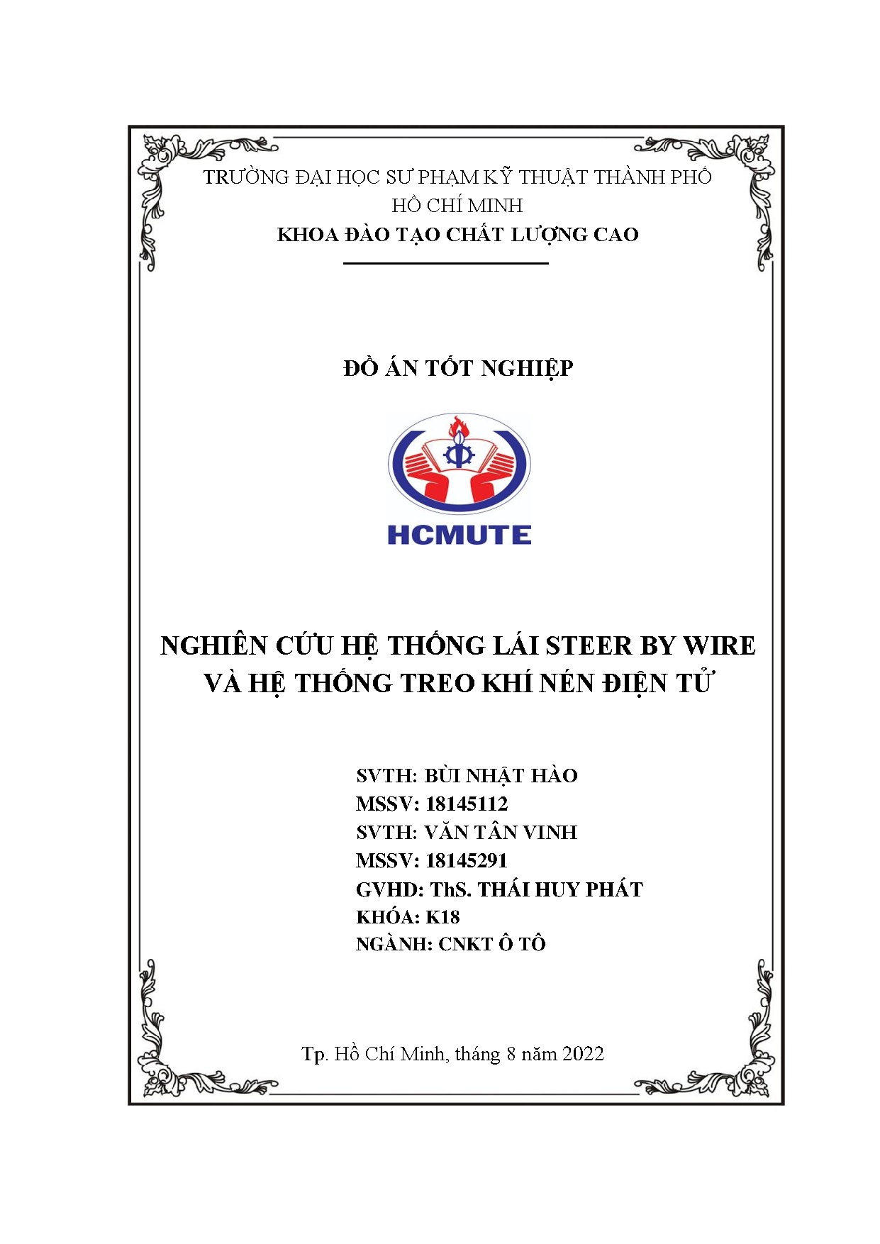 Đồ án tốt nghiệp - Nghiên cứu hệ thống lái Steer by Wire và hệ thống treo khí nén điện tử