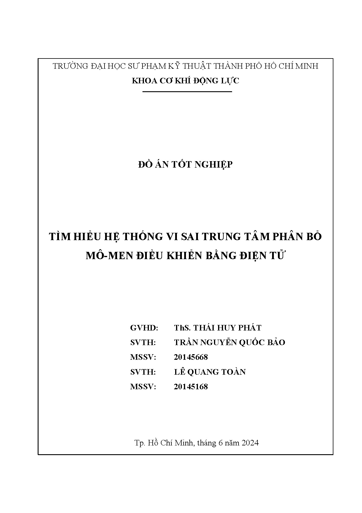 Đồ án tốt nghiệp - Tìm hiểu hệ thống vi sai trung tâm phân bổ Mô-Men điều khiển bằng điện tử