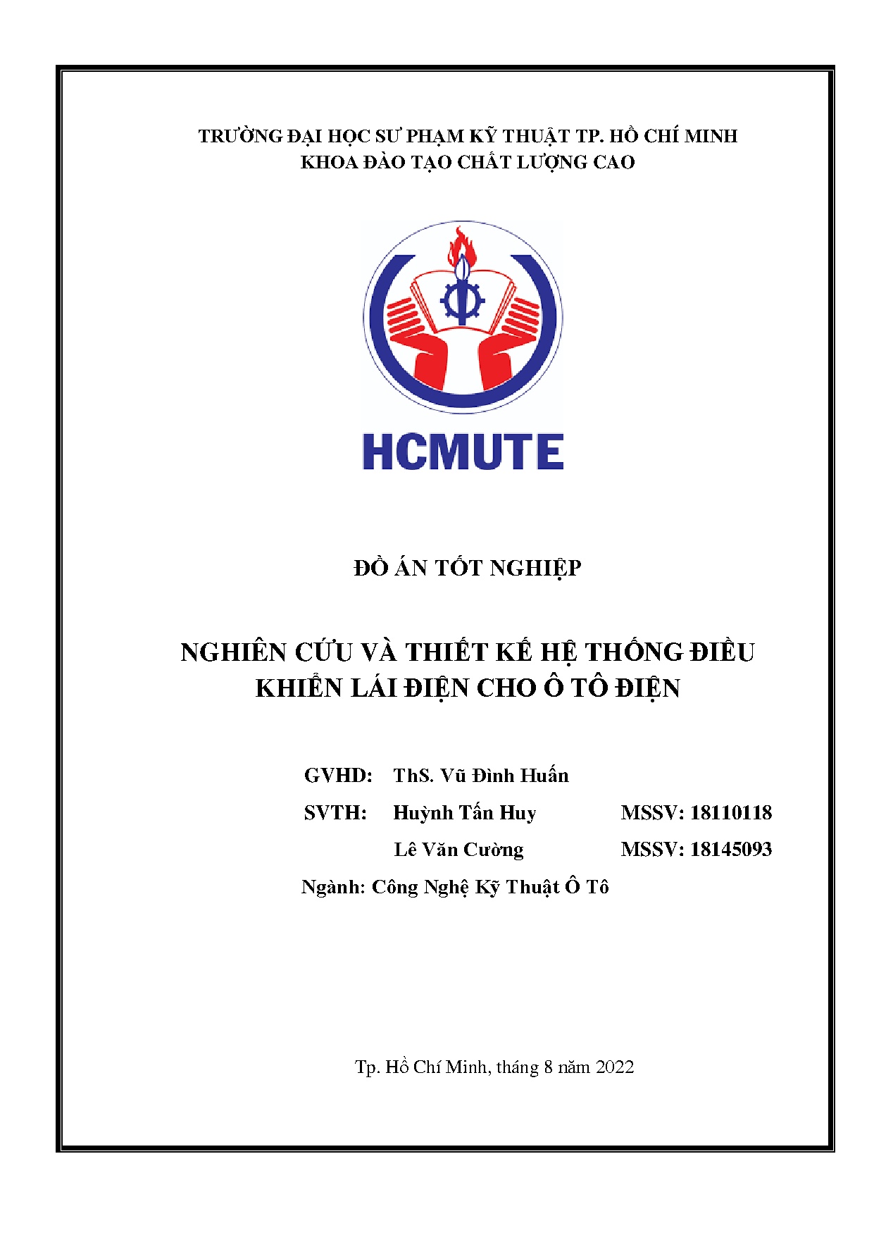 Đồ án tốt nghiệp - Nghiên cứu và thiết kế hệ thống điều khiển lái điện cho ô tô điện