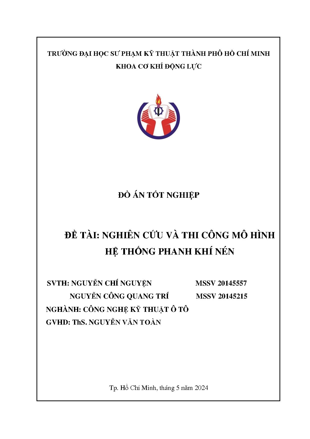 Đồ án tốt nghiệp - Nghiên cứu và thi công mô hình hệ thống phanh khí nén