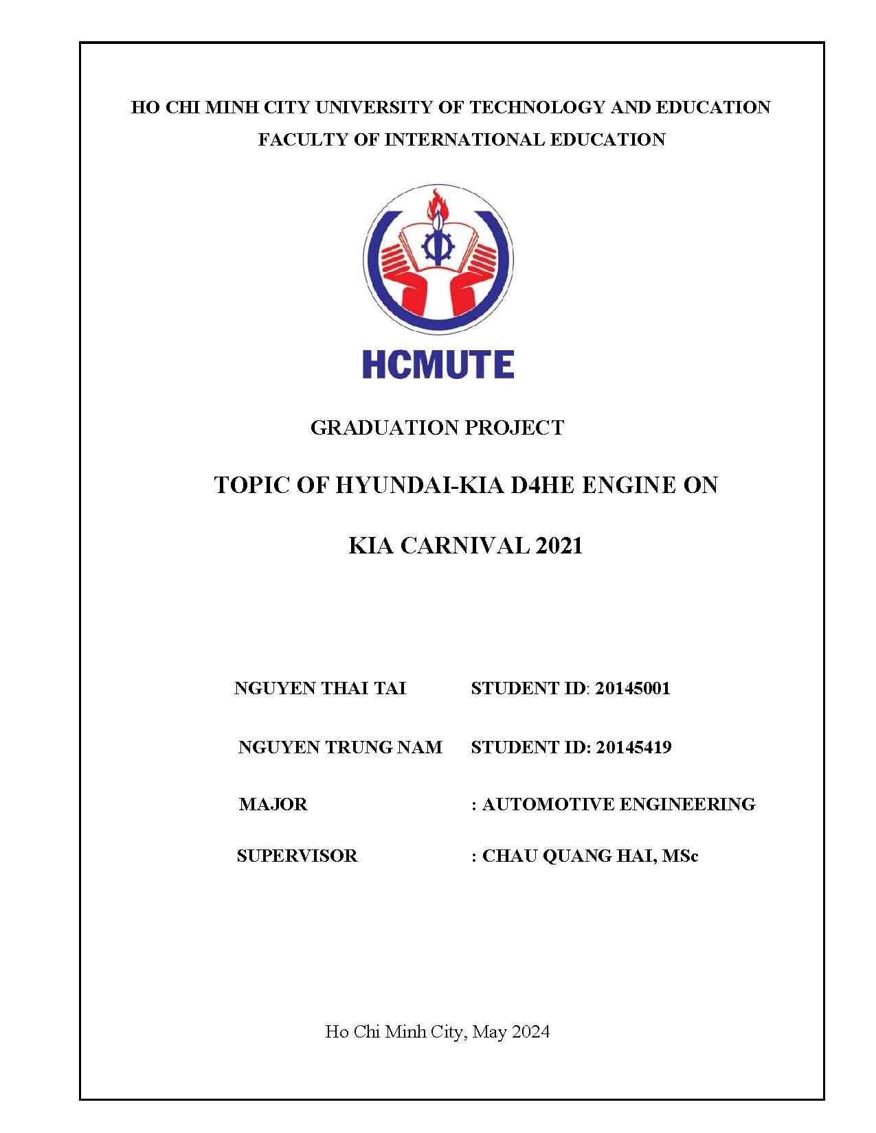 Đồ án tốt nghiệp - Topic of Hyundai-Kia D4HE engine on Kia Carnival 2021
