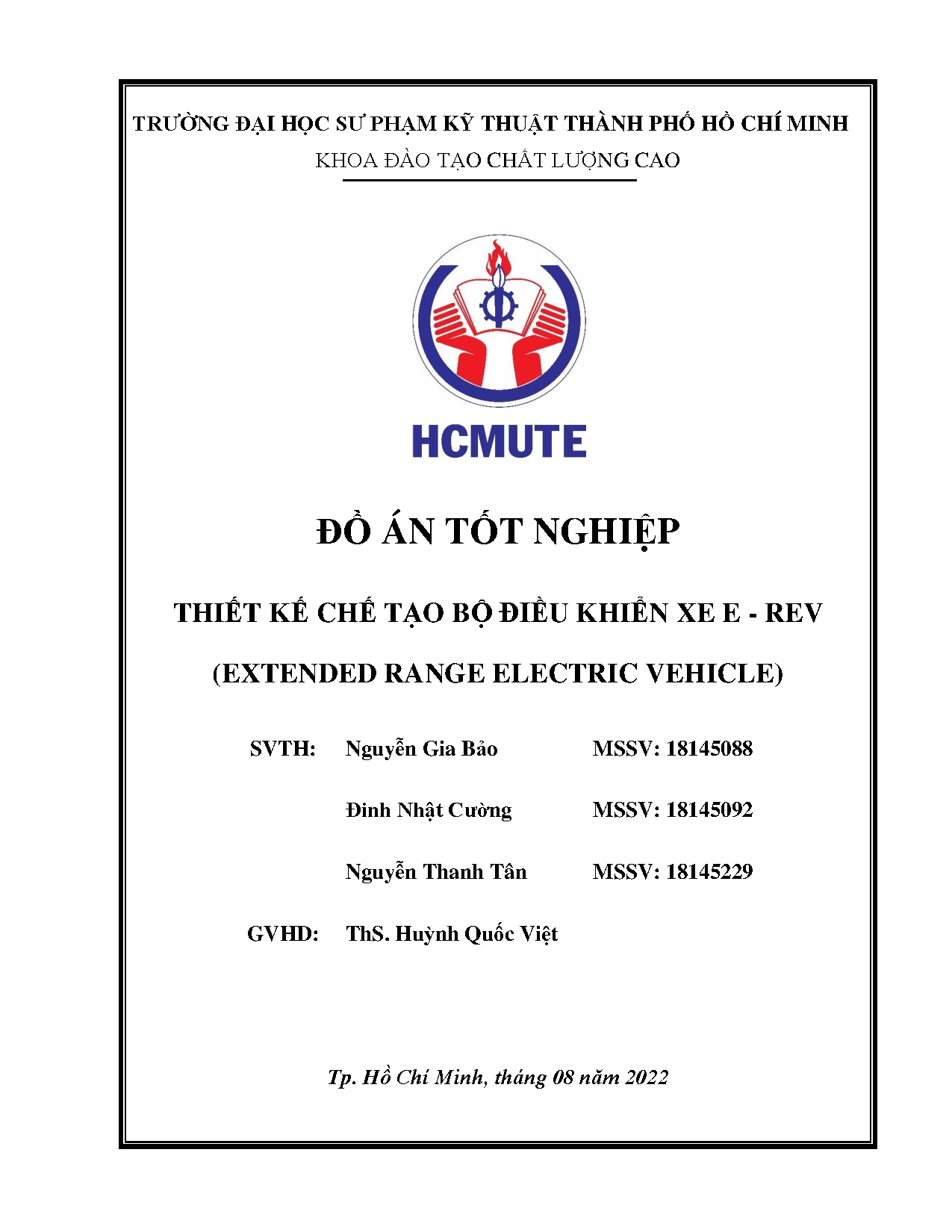 Đồ án tốt nghiệp - Thiết kế chế tạo bộ điều khiển xe E-REV (Extended range electric vehicle)