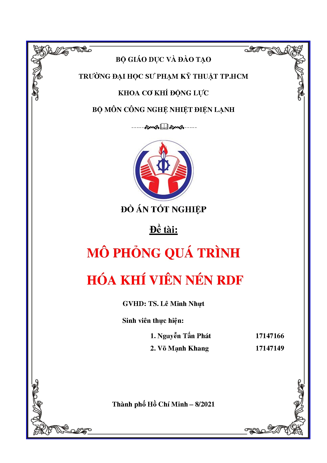 Đồ án tốt nghiệp - Mô phỏng quá trình hóa khí viên nén RDF