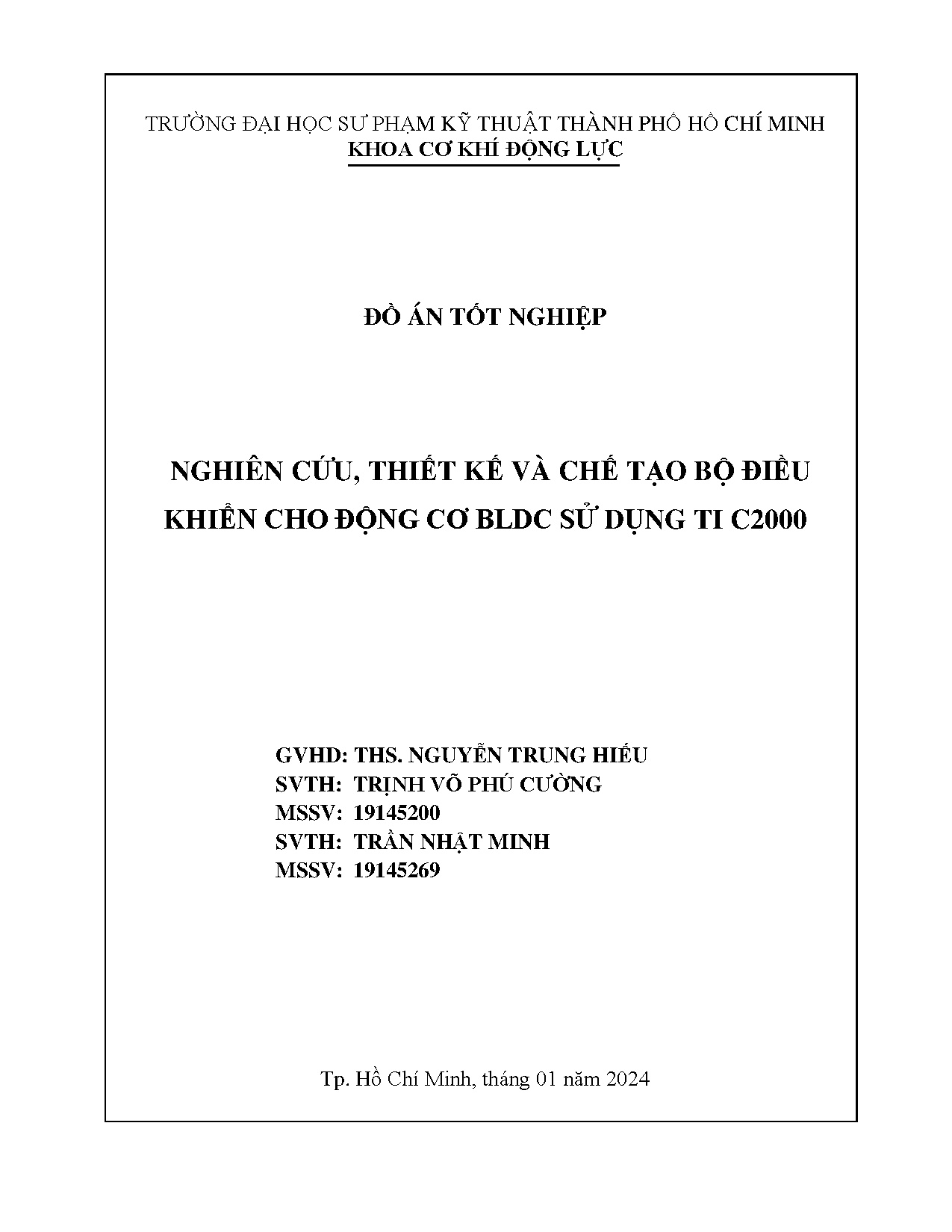 Đồ án tốt nghiệp - Nghiên cứu, thiết kế và chế tạo bộ điều khiển cho động cơ BLDC sử dụng TI C2000