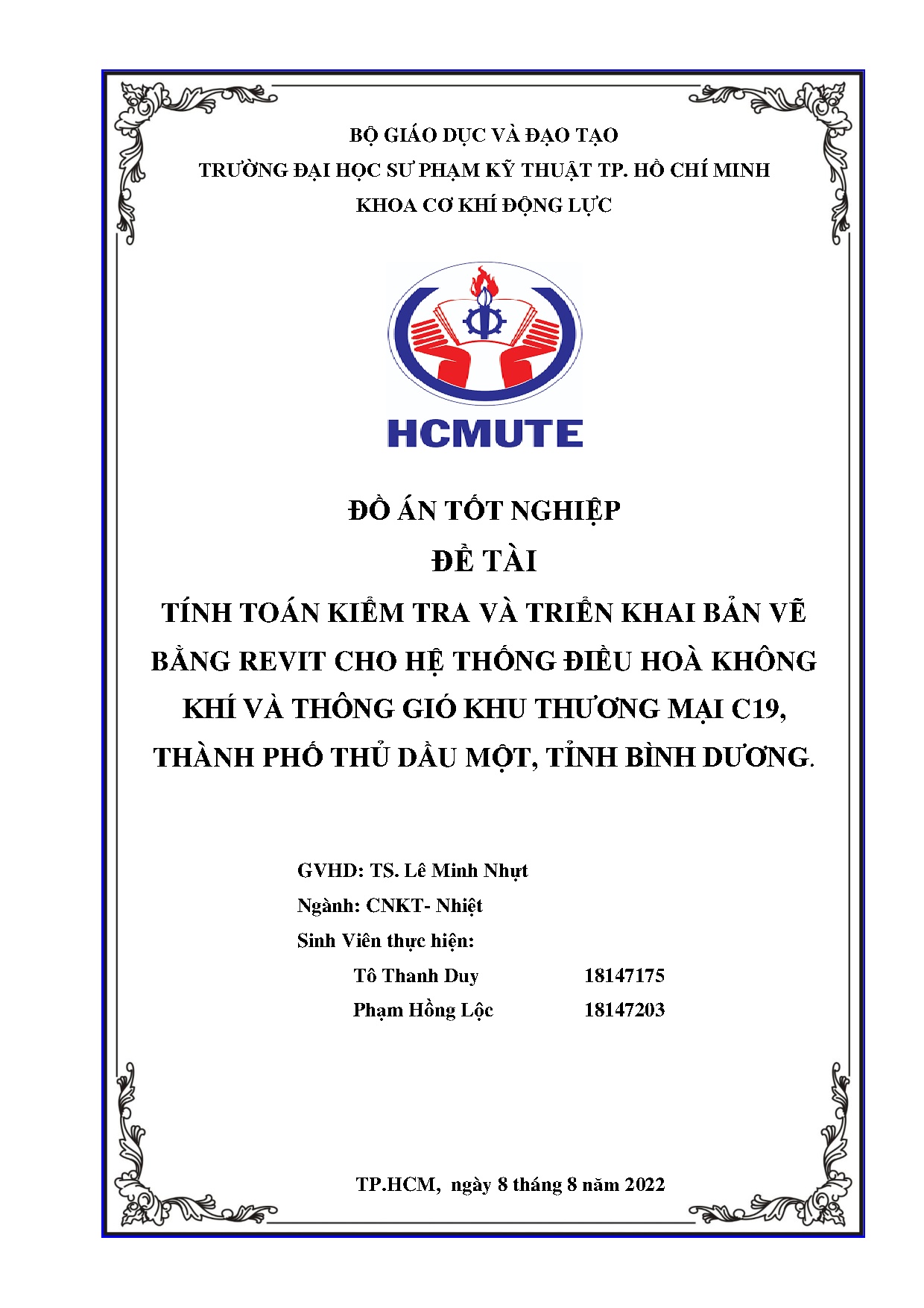 Đồ án tốt nghiệp - Tính toán kiểm tra và triển khai bản vẽ bằng Revit cho hệ TĐHKKVTGKTMCTPTDMTBD