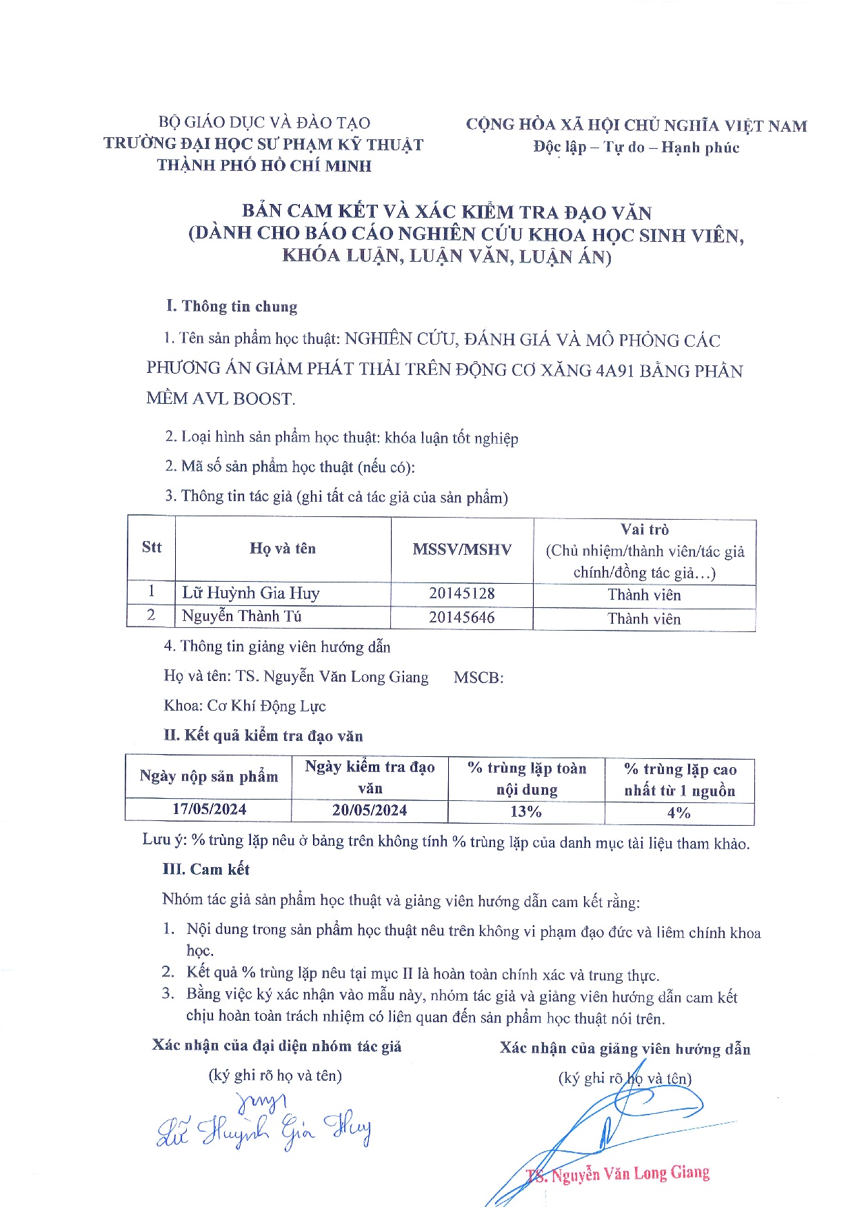 Đồ án tốt nghiệp - Nghiên cứu, đánh giá và mô phỏng các phương án giảm phát thải trên ĐCX 4 BPMAB - Trang 118