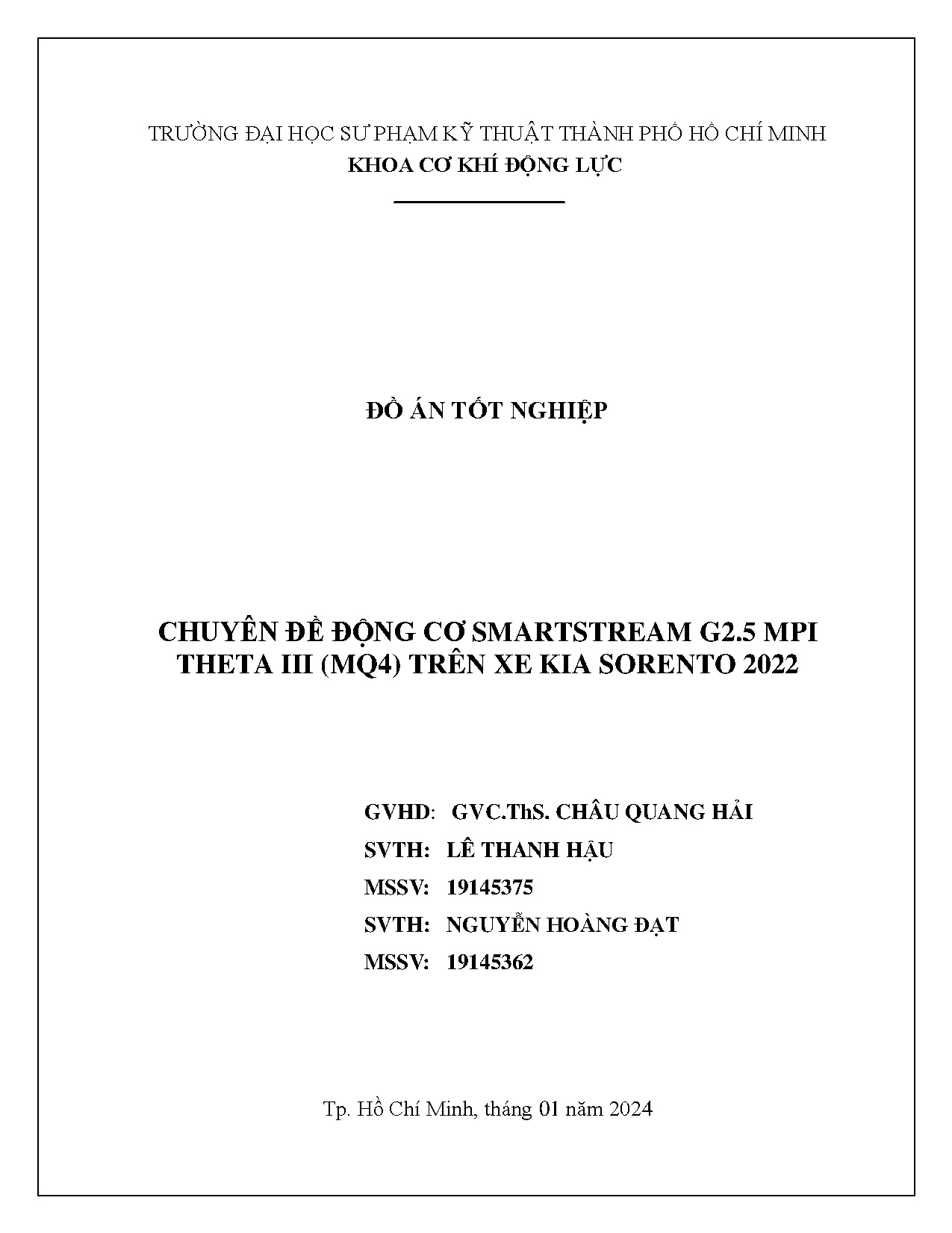 Đồ án tốt nghiệp - Chuyên đề động cơ Smartstream G2.5 MPI Theta III (MQ4) trên xe Kia Sorento 2022