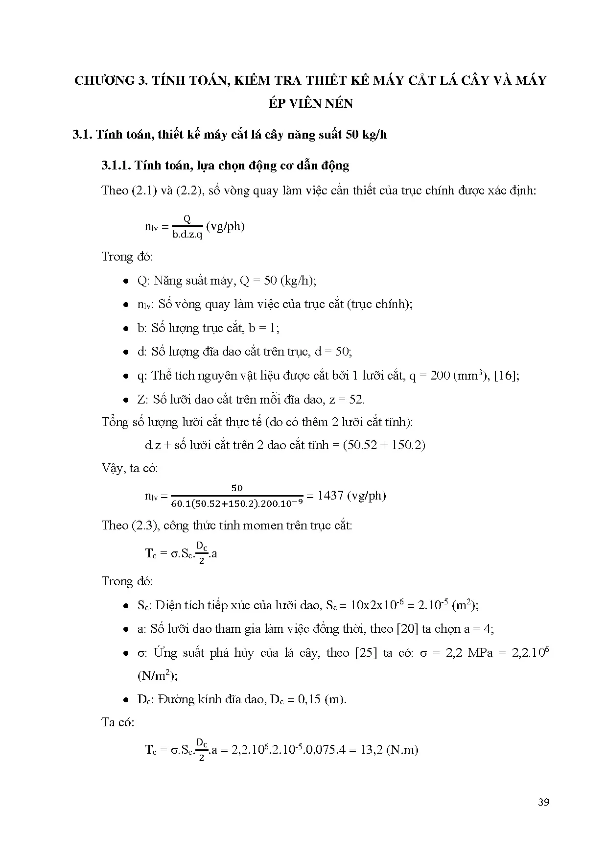 Đồ án tốt nghiệp - Kiểm tra thiết kế máy ép viên nén lá cây công suất 50kg/h: Đồ án tốt NNCNKTN - Trang 57