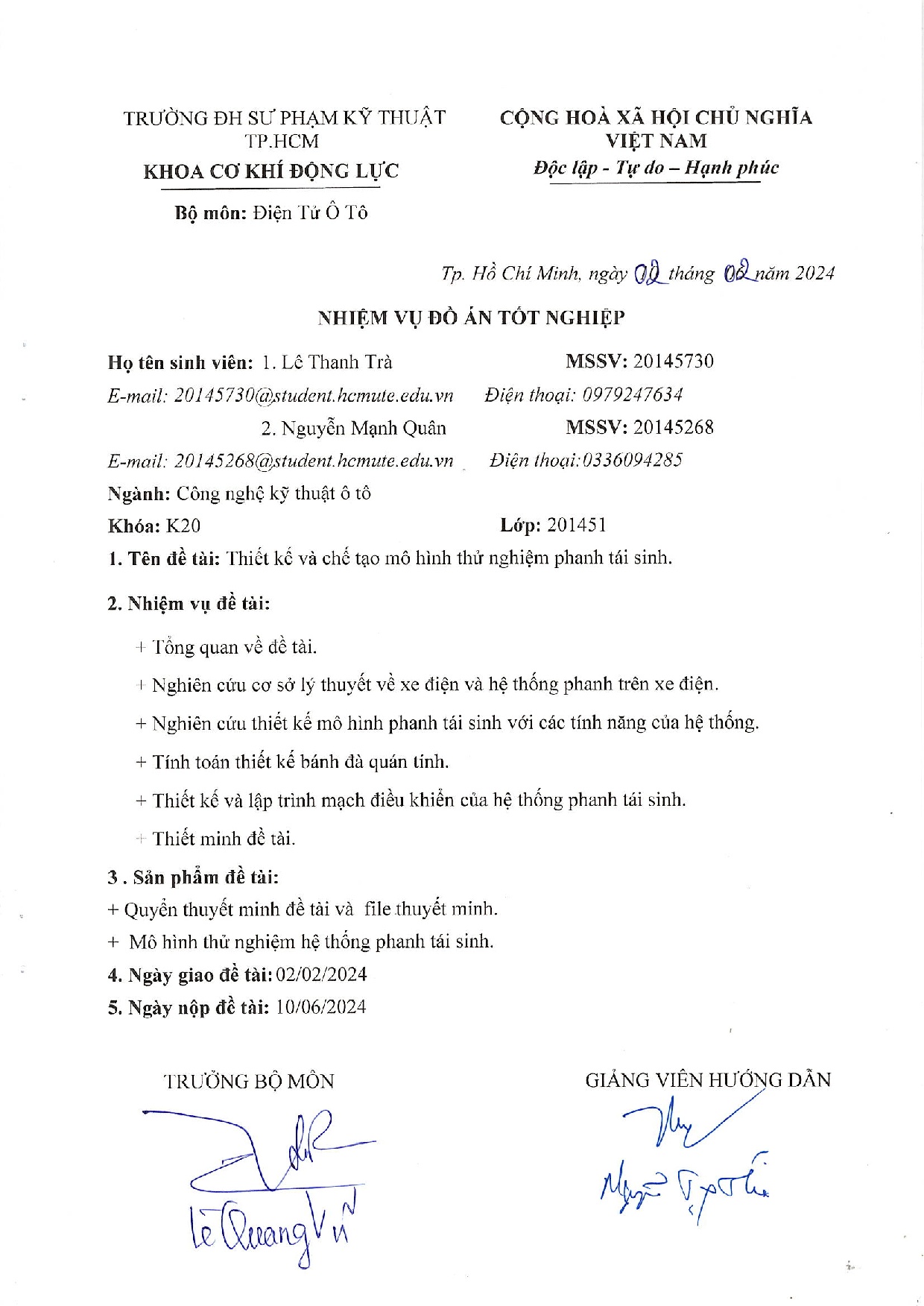 Đồ án tốt nghiệp - Thiết kế và chế tạo mô hình thử nghiệm phanh tái sinh