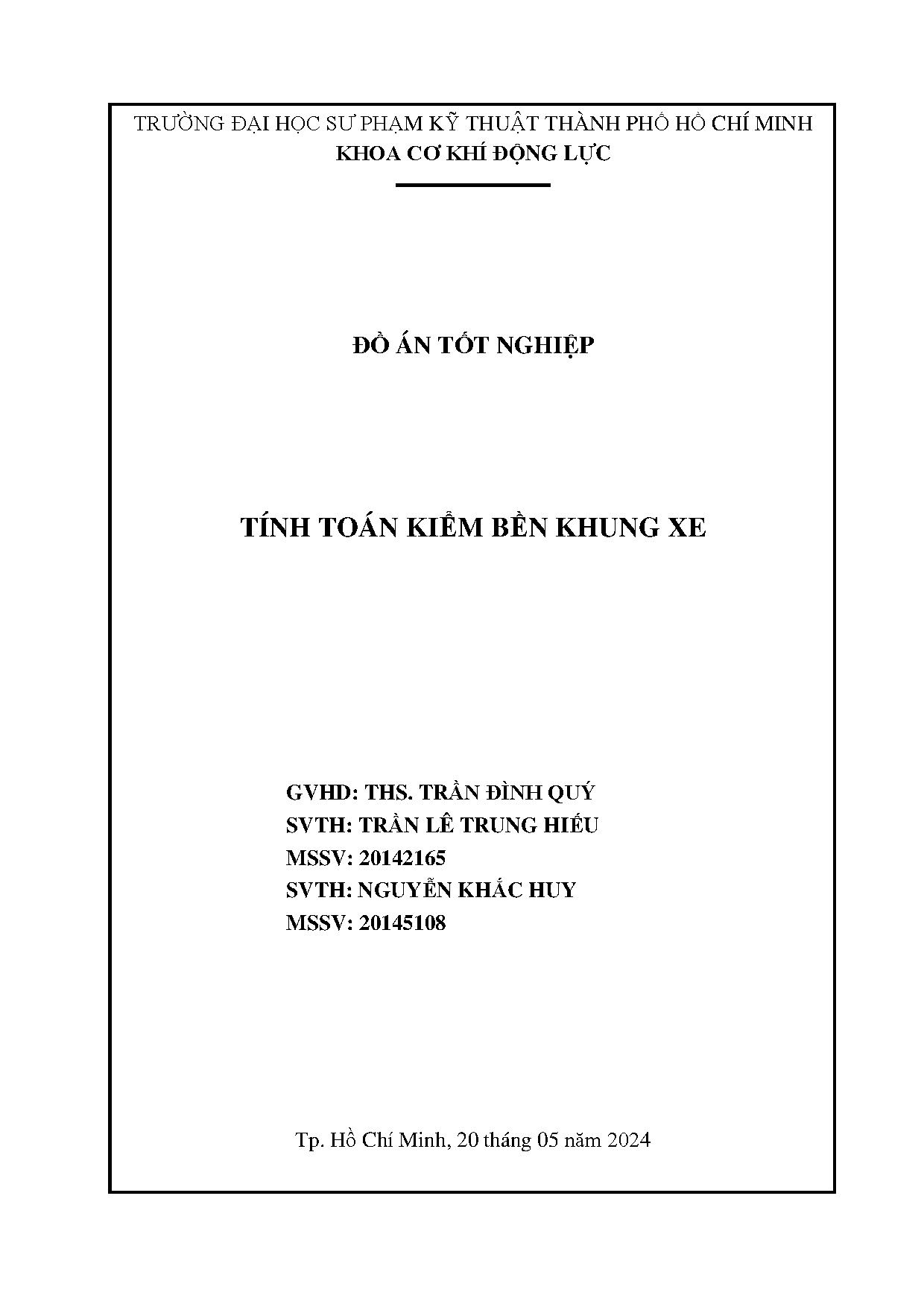 Đồ án tốt nghiệp - Tính toán kiểm bền khung x