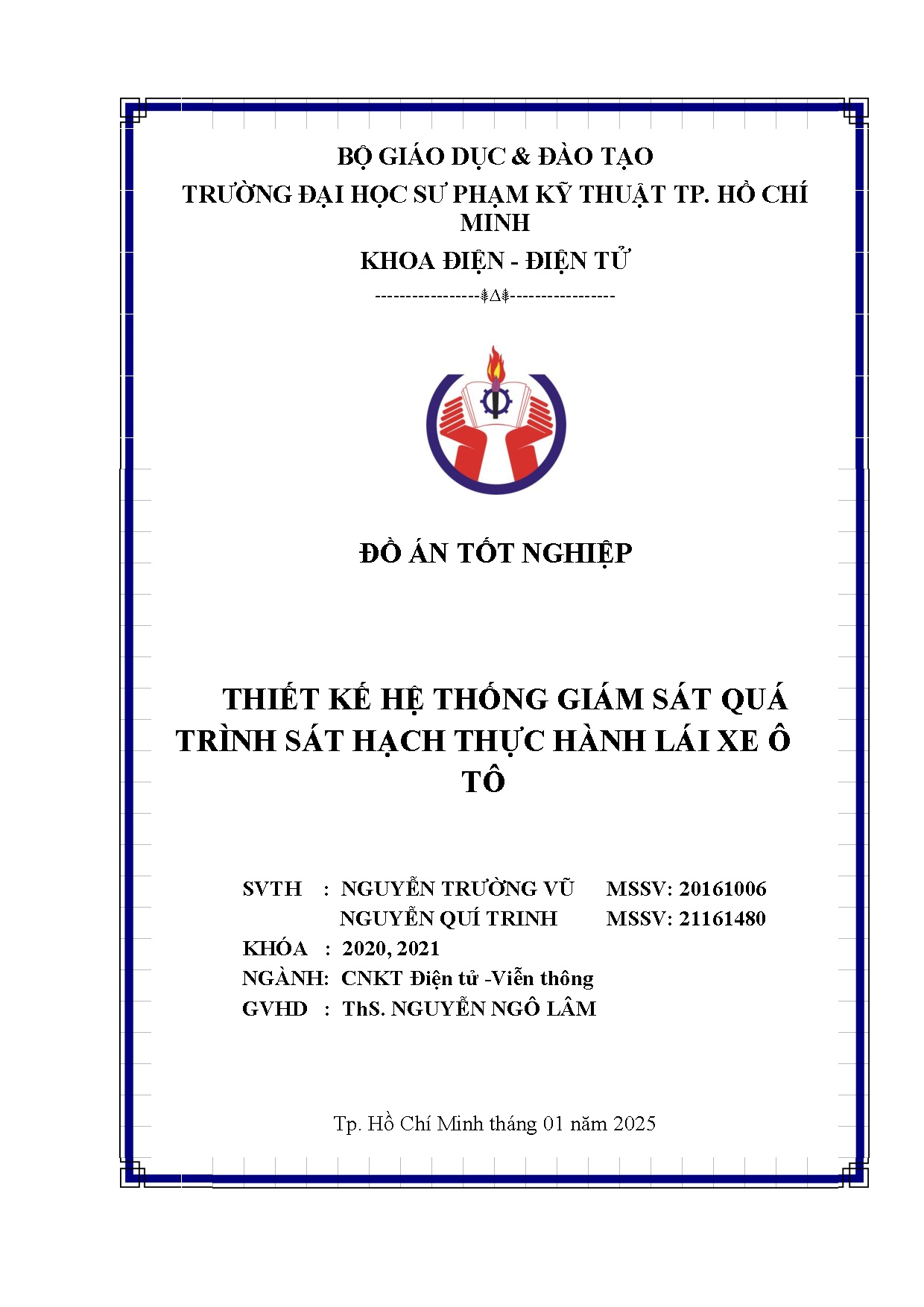 Đồ án tốt nghiệp - Thiết kế hệ thống giám sát quá trình sát hạch thực hành lái xe ô tô