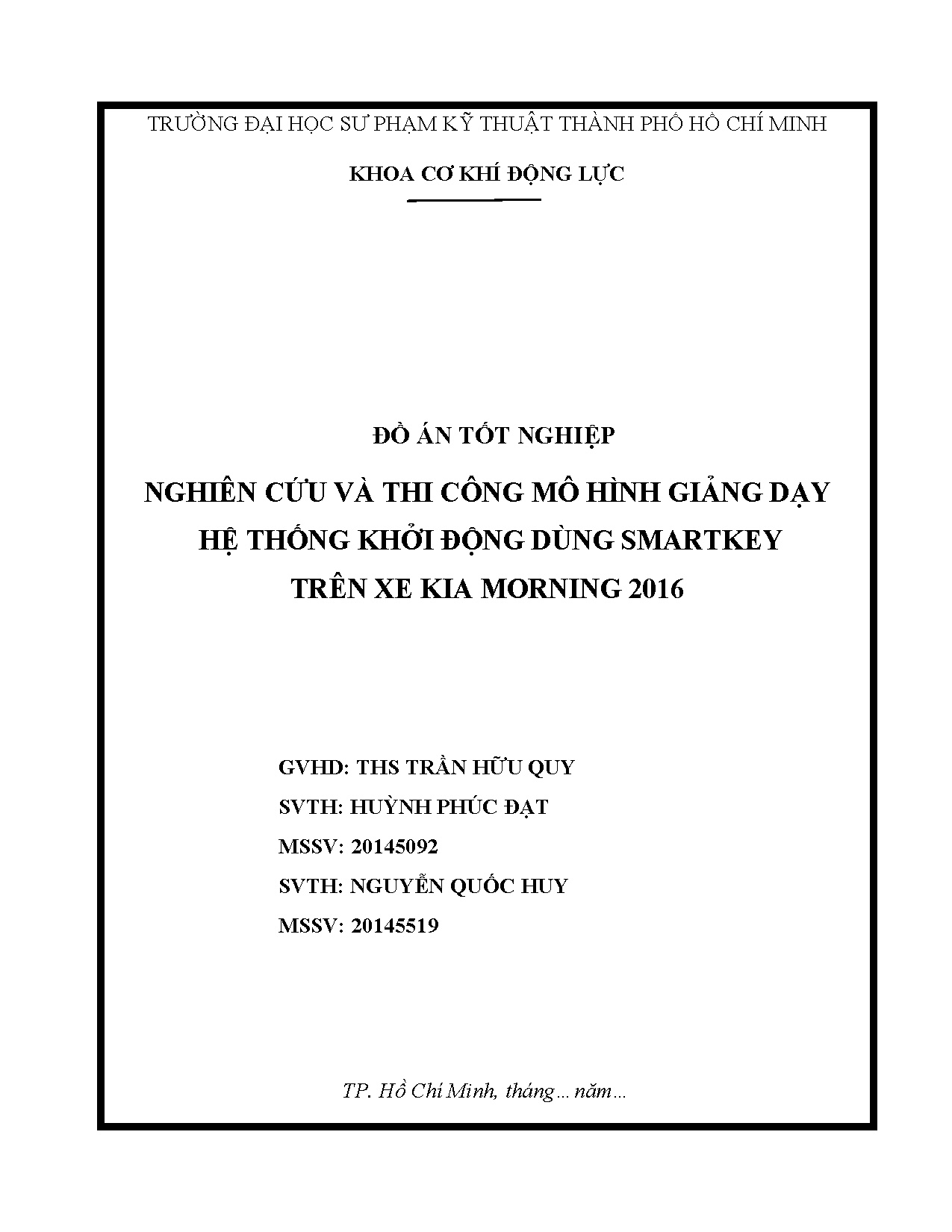 Đồ án tốt nghiệp - Nghiên cứu và thi công mô hình giảng dạy hê thống khởi động dùng Smartkey TXKM 2