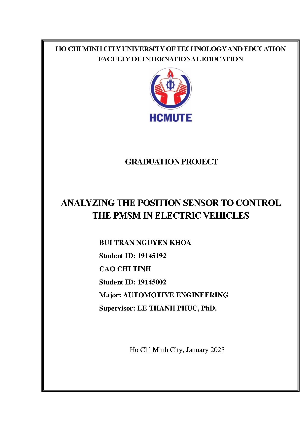 Đồ án tốt nghiệp - Analyzing the position sensor to control the PMSM in electric vehicles