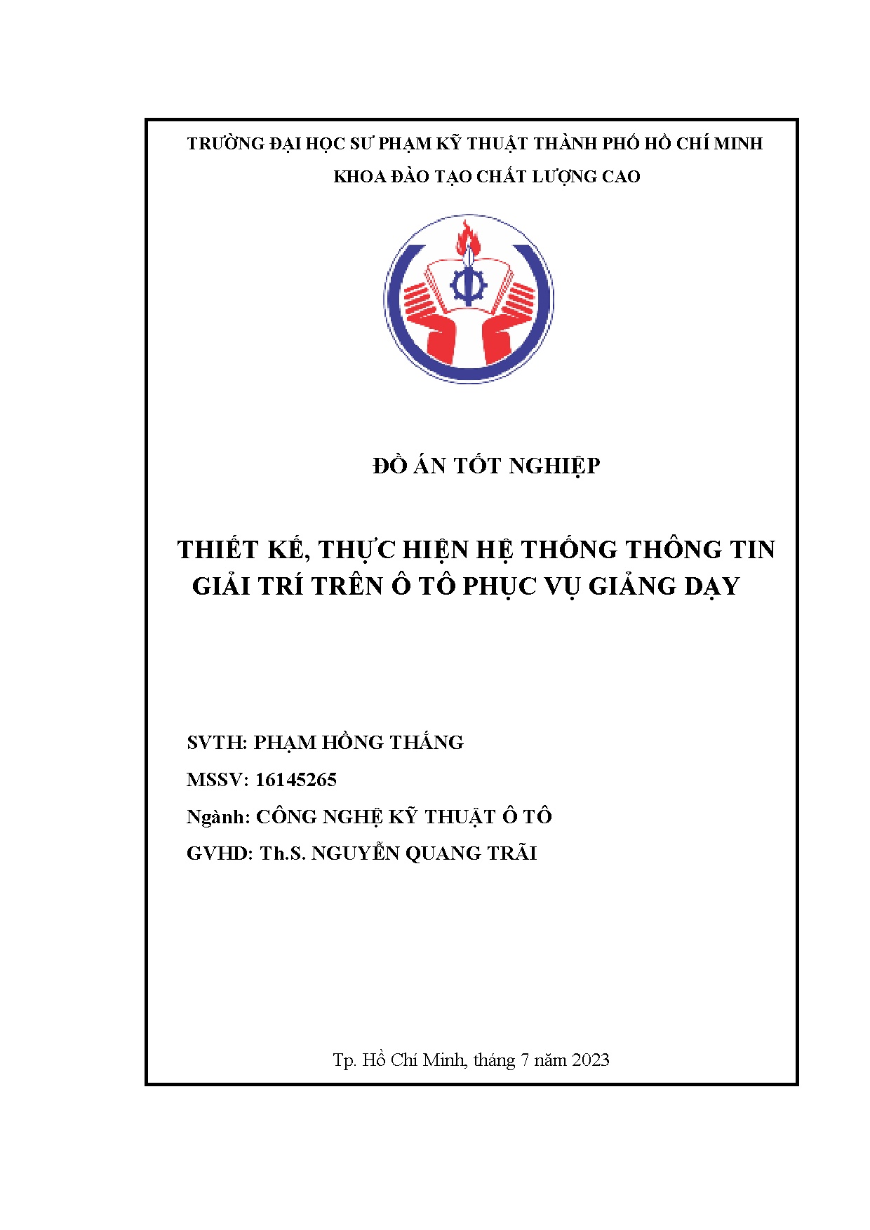 Đồ án tốt nghiệp - Thiết kế, thực hiện hệ thống thông tin giải trí trên ô tô phục vụ giảng dạy