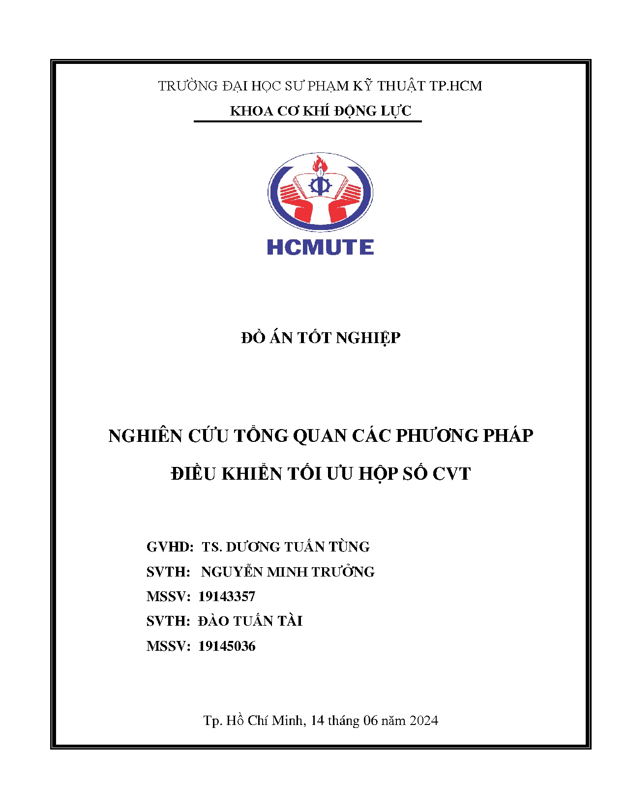 Đồ án tốt nghiệp - Nghiên cứu tổng quan các phương pháp điều khiển tối ưu hộp số CV