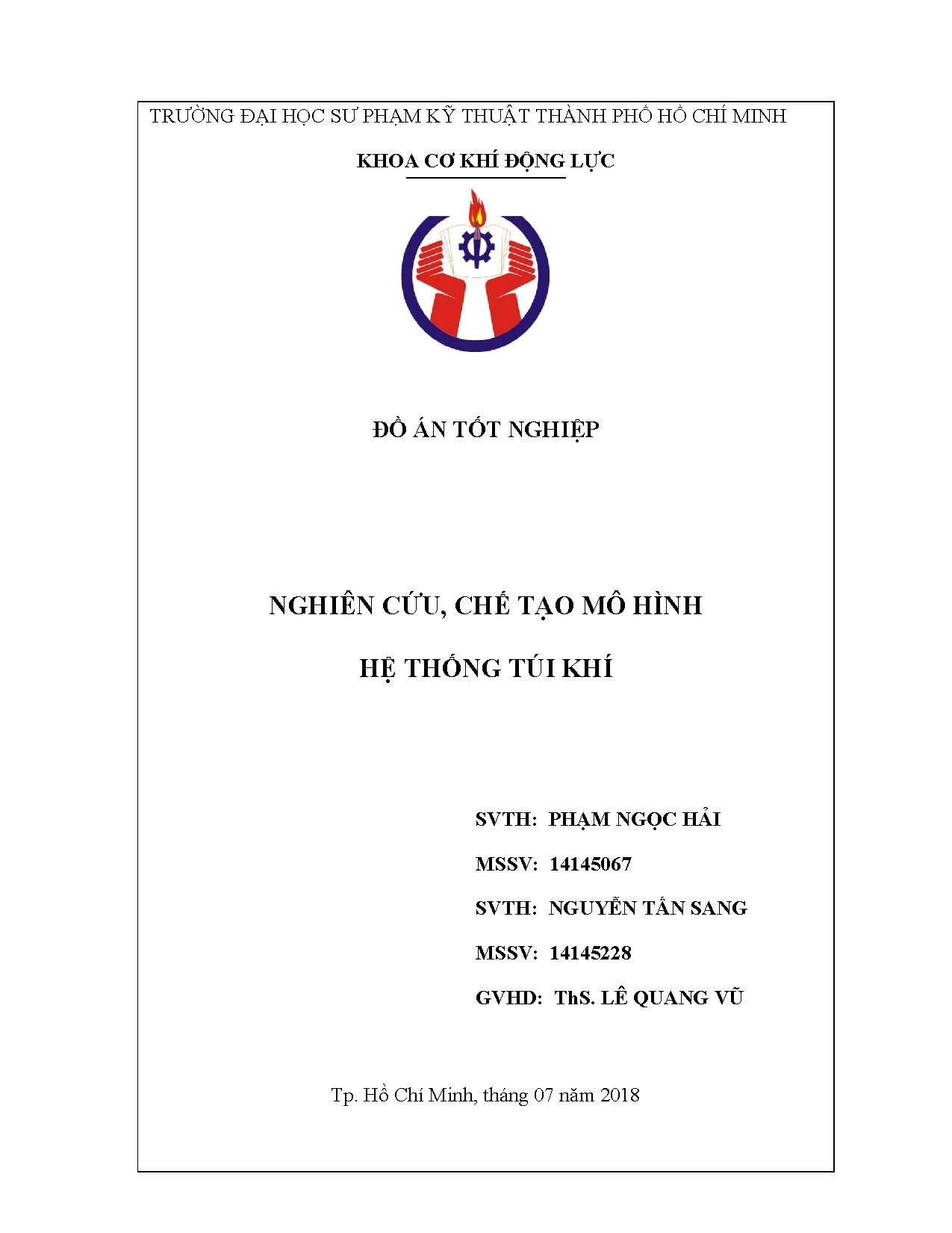 Đồ án tốt nghiệp - Nghiên cứu, chế tạo mô hình hệ thống túi khí: Đồ án tốt nghiệp ngành Công NKTÔT