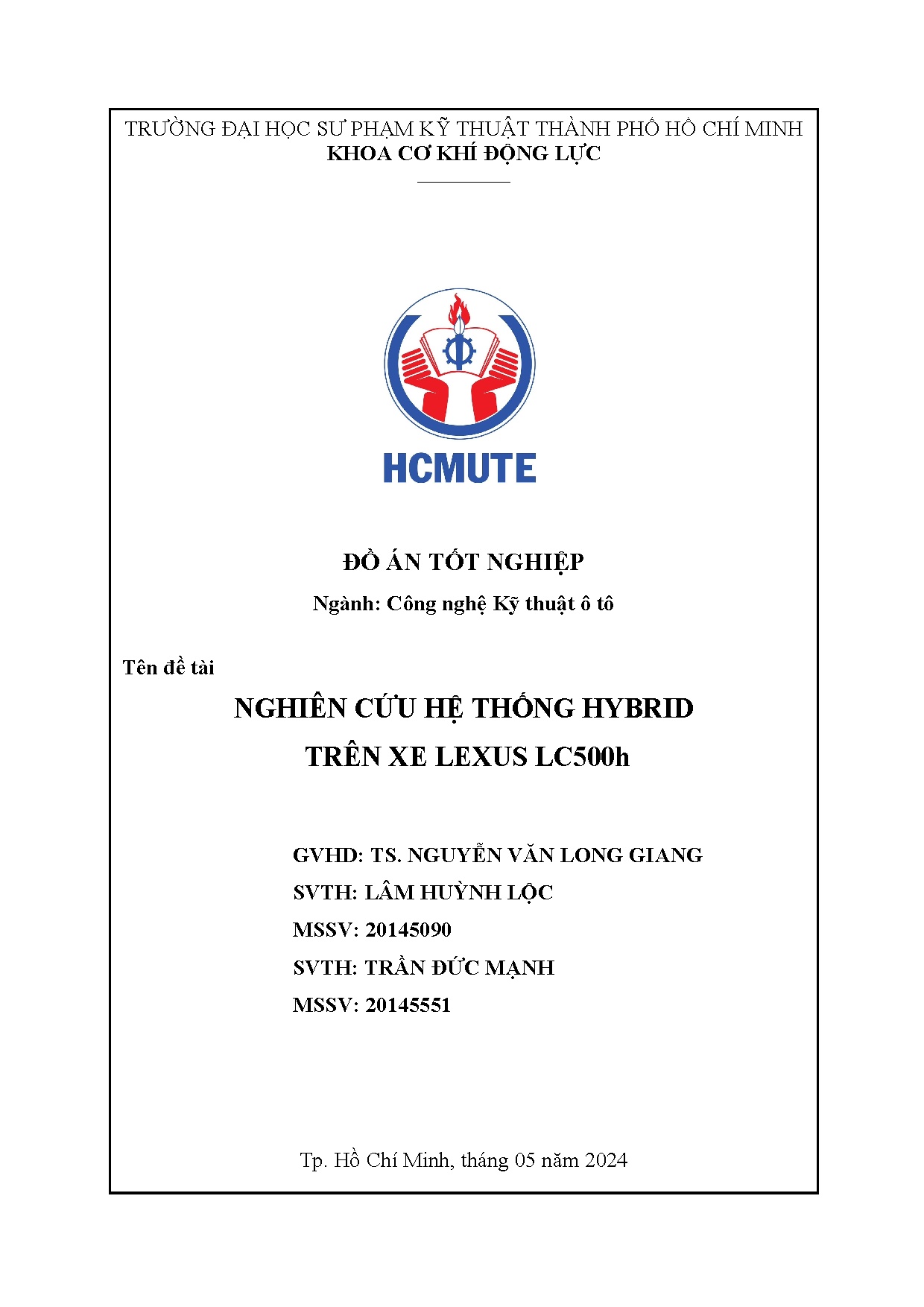 Đồ án tốt nghiệp - Nghiên cứu hệ thống Hybrid trên xe Lexus LC500