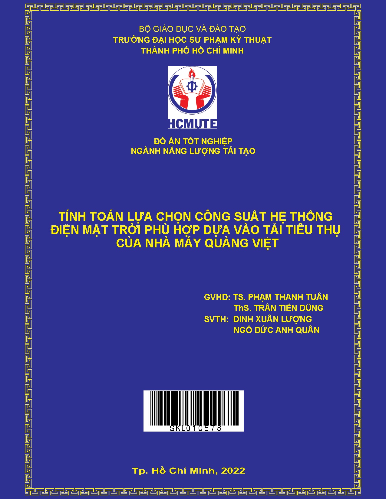 Đồ án tốt nghiệp - Tính toán lựa chọn công suất hệ thống điện mặt trời phù hợp dựa vào tải TTCNMQV