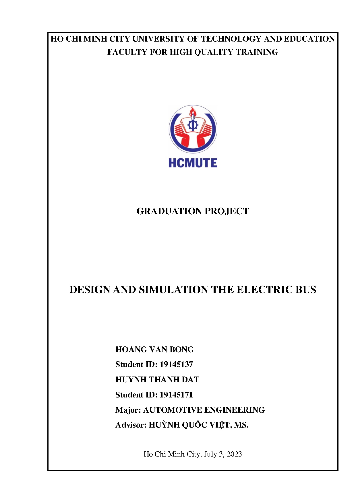 Đồ án tốt nghiệp - Design and simulation the electric bus
