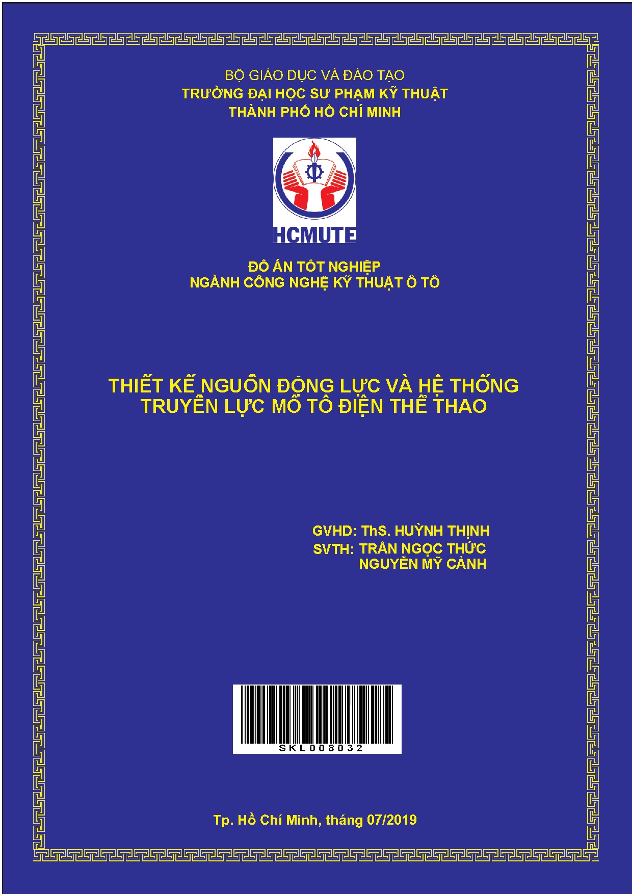 Đồ án tốt nghiệp - Thiết kế nguồn động lực và hệ thống truyền lực mô tô điện thể thao: ĐÁTNNCNKT ô T