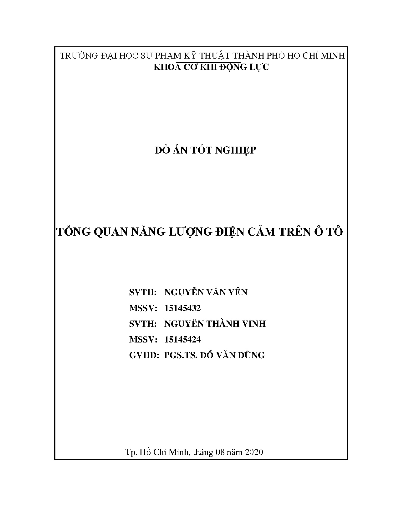 Đồ án tốt nghiệp - Tổng quan năng lượng điện cảm trên ô tô