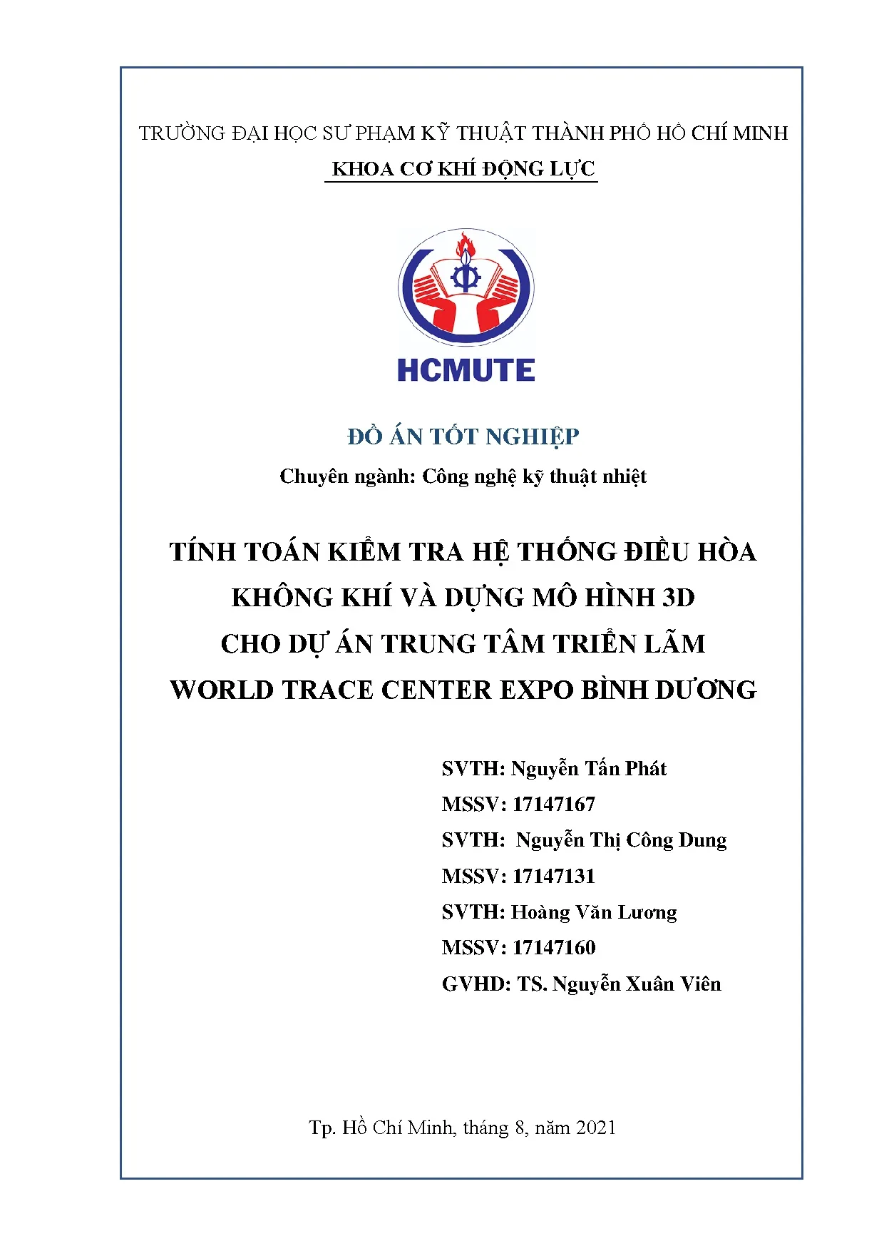 Đồ án tốt nghiệp - Tính toán kiểm tra hệ thống điều hòa không khí và DMH 3 CDÁTTTLWTCEBDĐÁTNNCNKTN