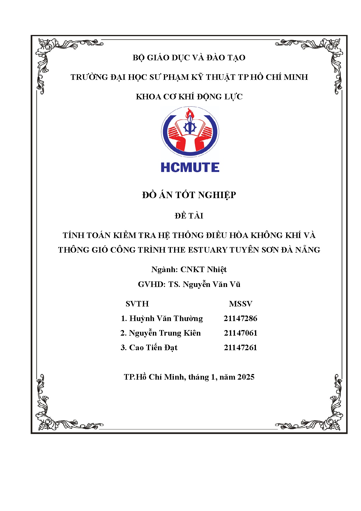 Đồ án tốt nghiệp - Tính toán kiểm tra hệ thống điều hòa không khí và thông gió công trình The ETSĐN