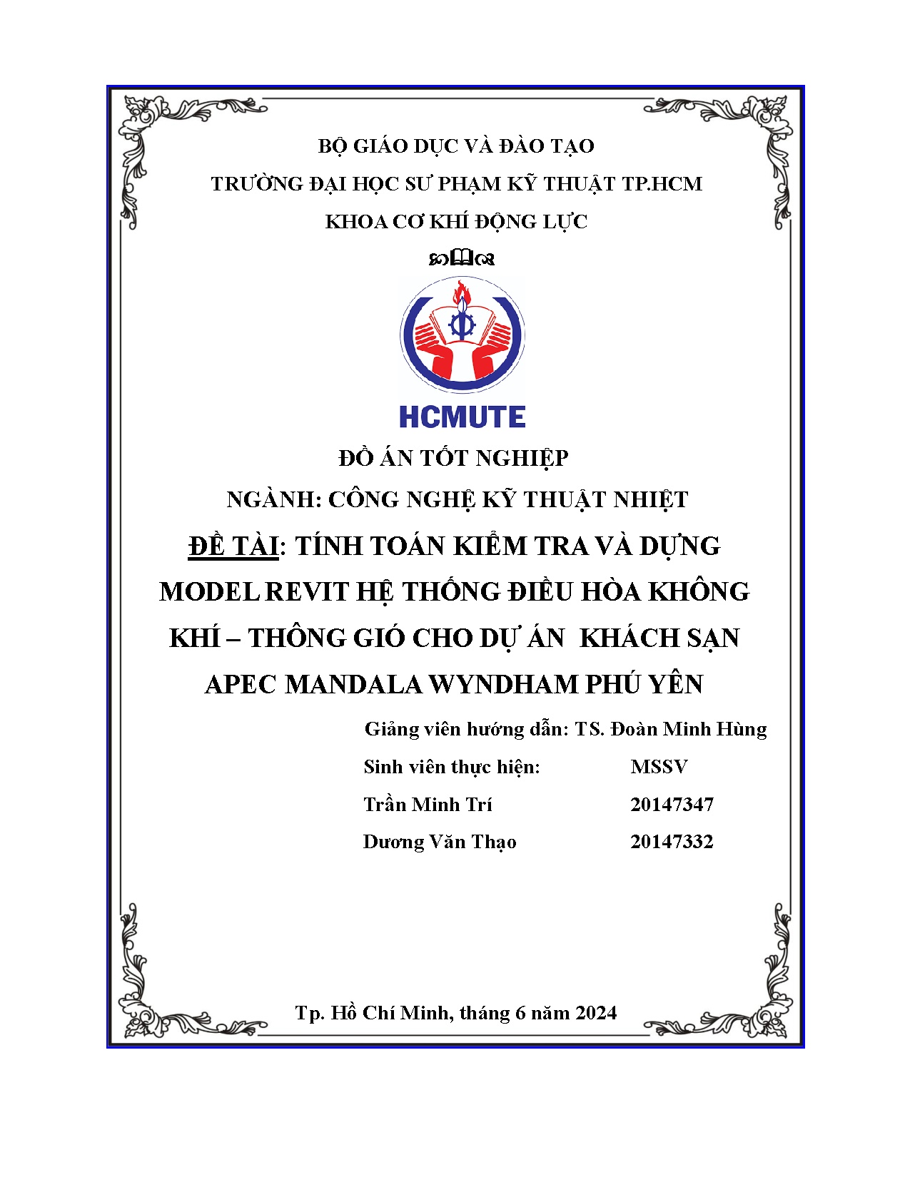 Đồ án tốt nghiệp - Tính toán kiểm tra và dựng model revit hệ thống điều hòa không KGCDÁKSAMWPY
