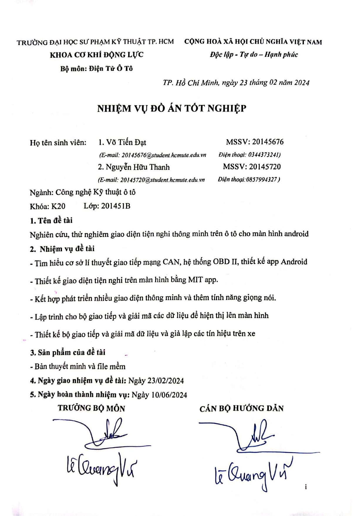 Đồ án tốt nghiệp - Nghiên cứu, thử nghiệm giao diện tiện nghi thông minh trên ô tô cho màn hình A