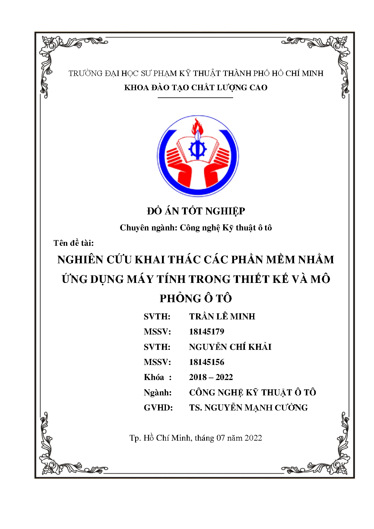 Đồ án tốt nghiệp - Nghiên cứu khai thác các phần mềm nhằm ứng dụng máy tính trong thiết kế và MP ô T