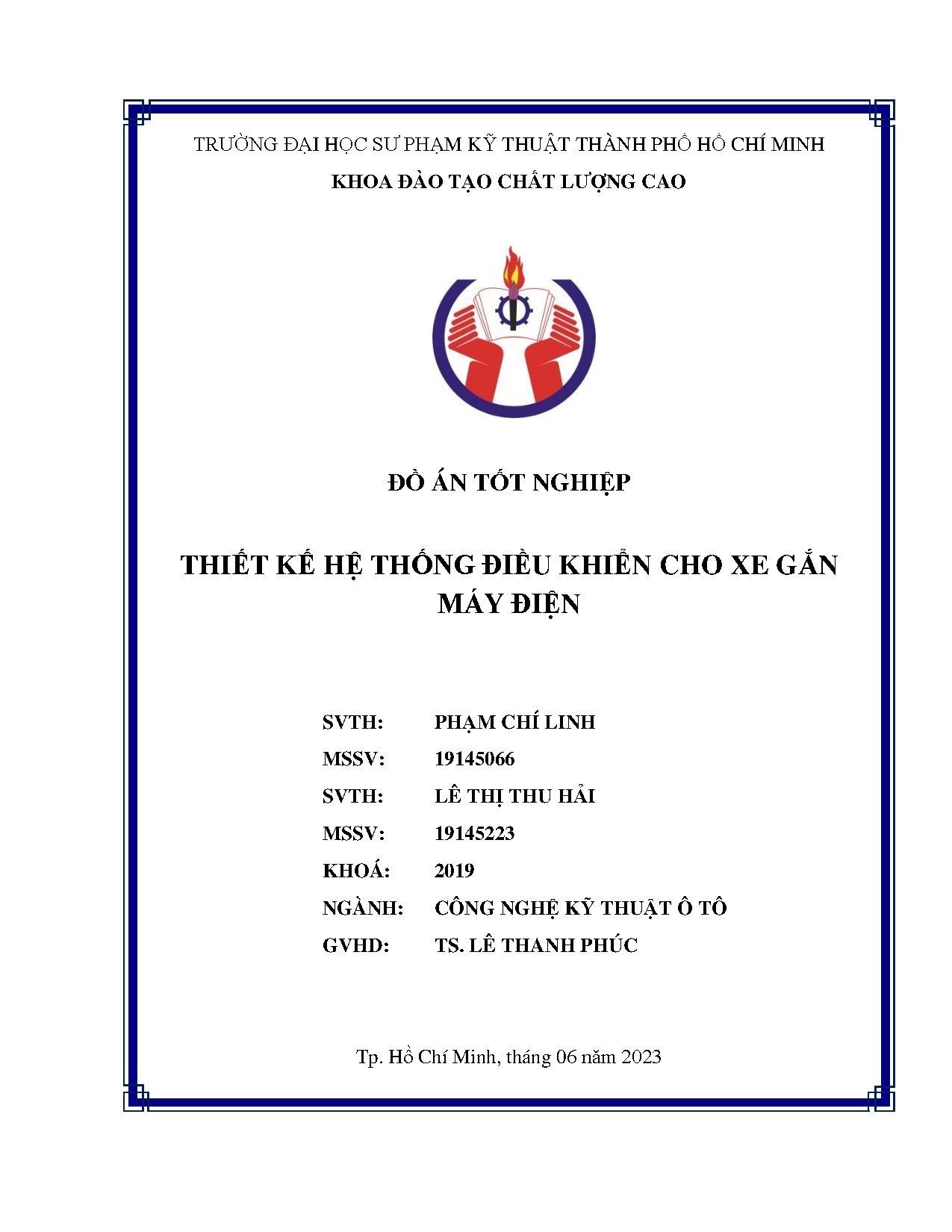 Đồ án tốt nghiệp - Thiết kế hệ thống điều khiển cho xe gắn máy điện