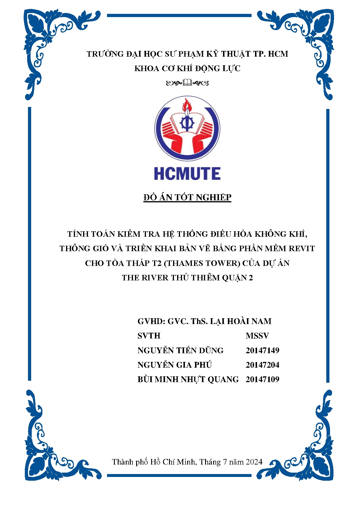 Đồ án tốt nghiệp - Tính toán kiểm tra hệ thống điều hòa không khí, TGVTKBVBPMRCTTT ( TCDÁTRTTQ 2