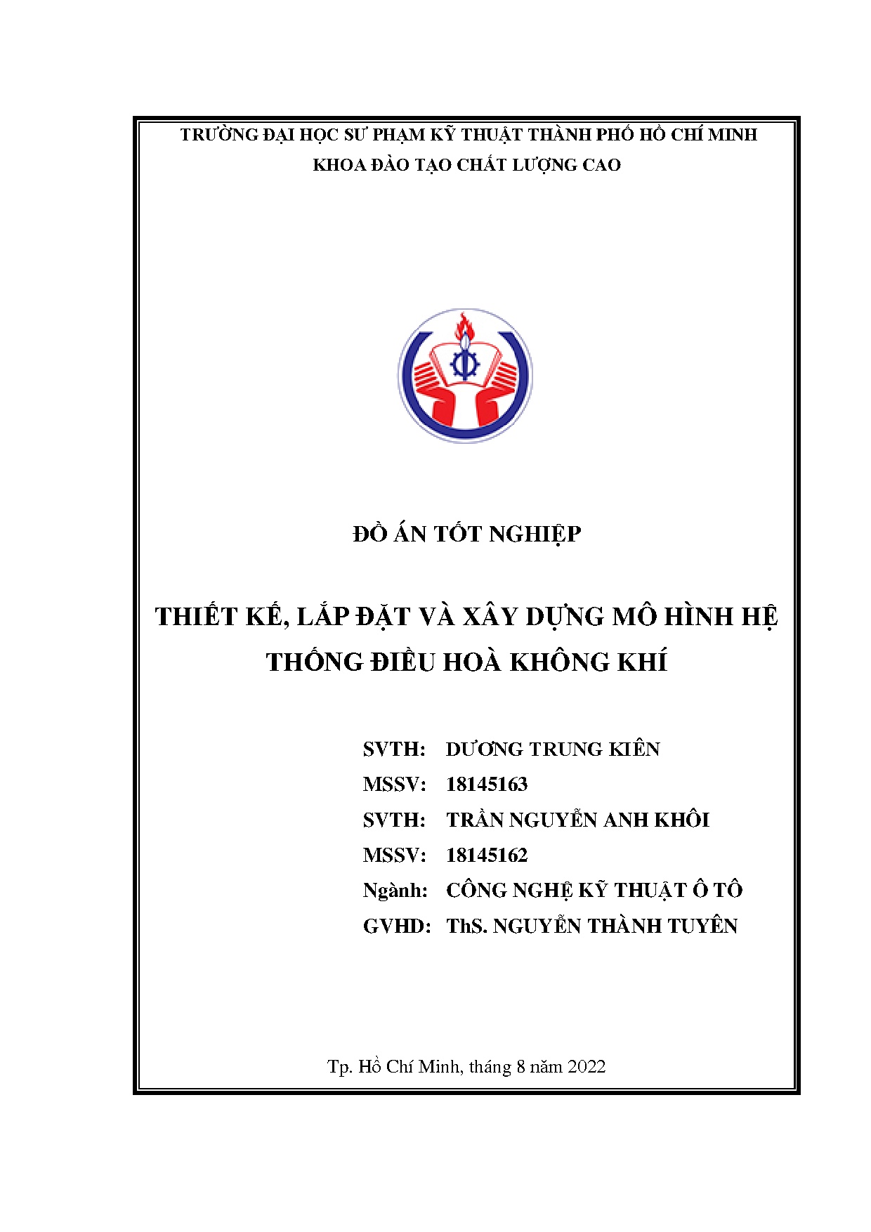 Đồ án tốt nghiệp - Thiết kế, lắp đặt và xây dựng mô hình hệ thống điều hòa không khí