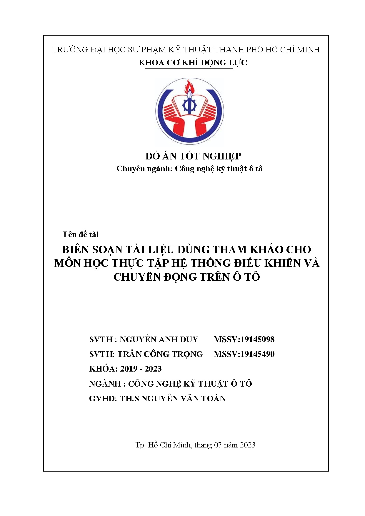 Đồ án tốt nghiệp - Biên soạn tài liệu dùng tham khảo cho môn học thực tập hệ thống điều KVCĐT ô T