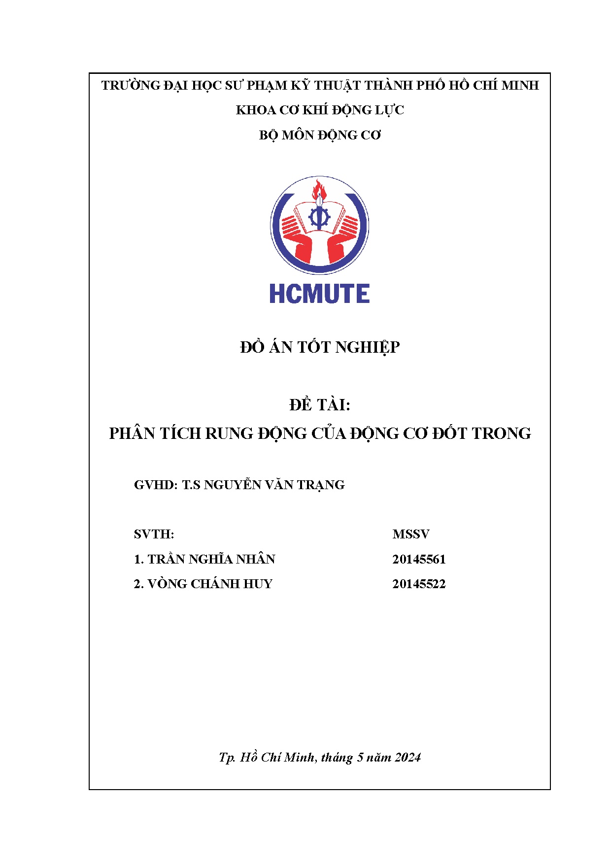 Đồ án tốt nghiệp - Phân tích rung động của động cơ đốt tron