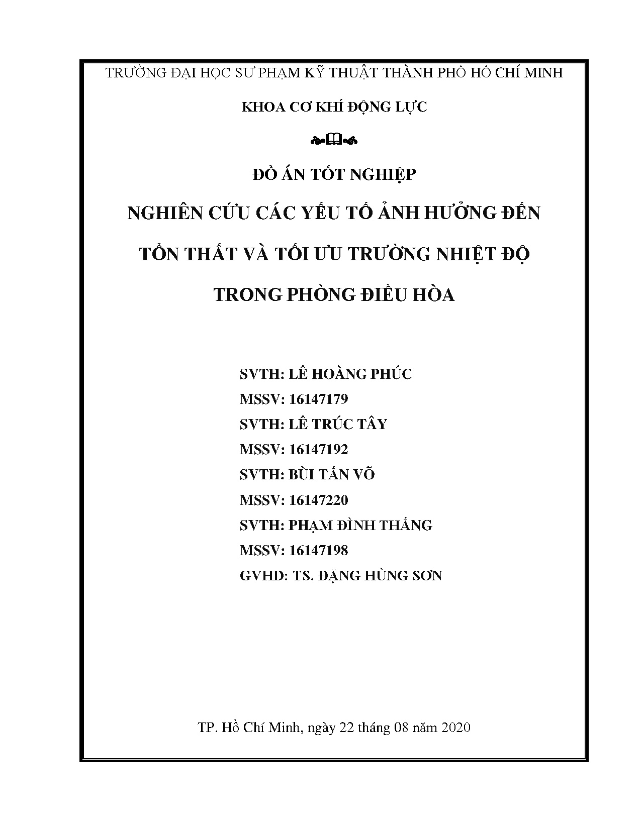 Đồ án tốt nghiệp - Nghiên cứu các yếu tố ảnh hưởng đến tổn thất và tối ưu trường NĐTPĐHĐÁTNNCNKTN