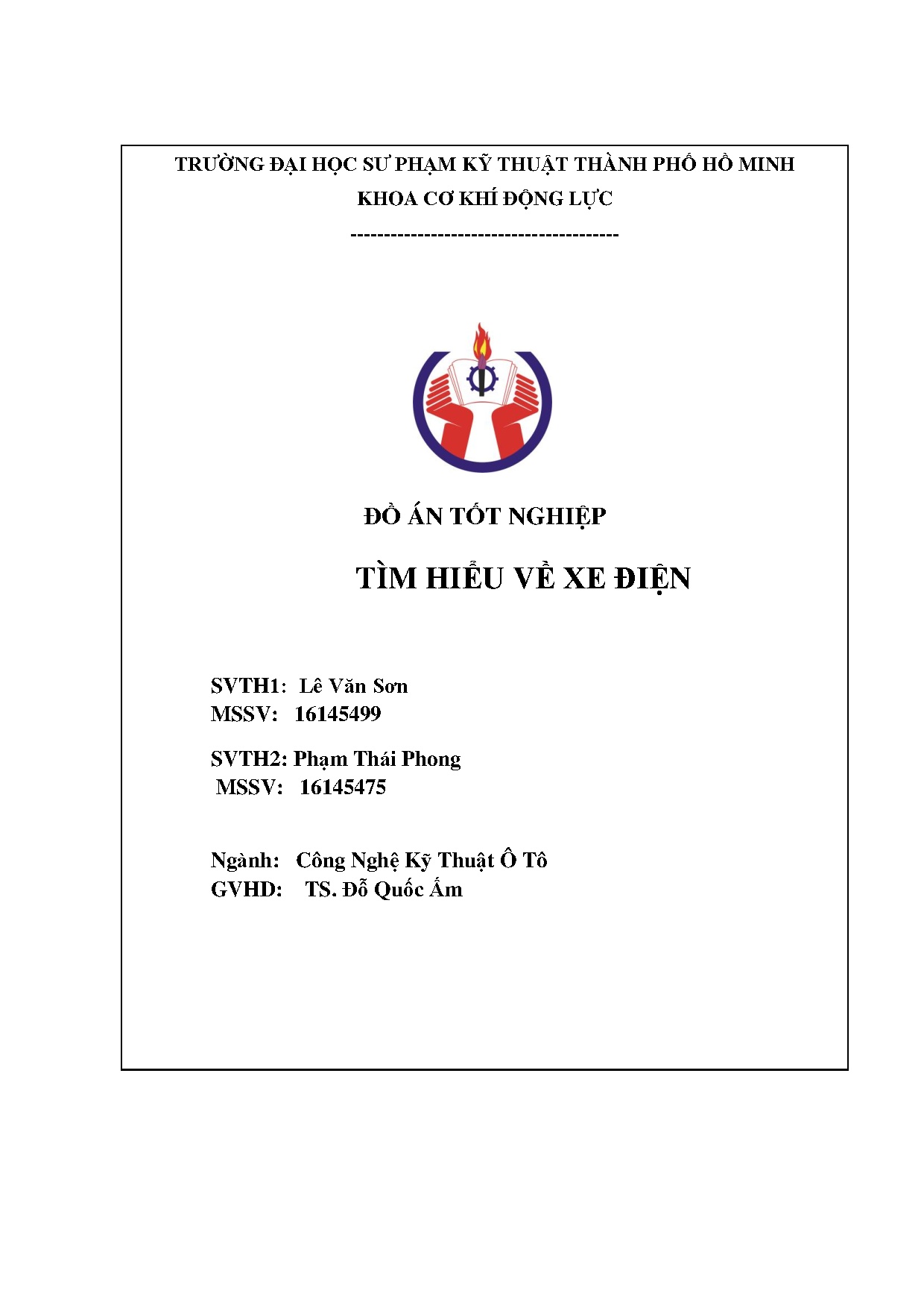 Đồ án tốt nghiệp - Tìm hiểu về xe điện: Đồ án tốt nghiệp ngành Công nghệ kỹ thuật Ô tô