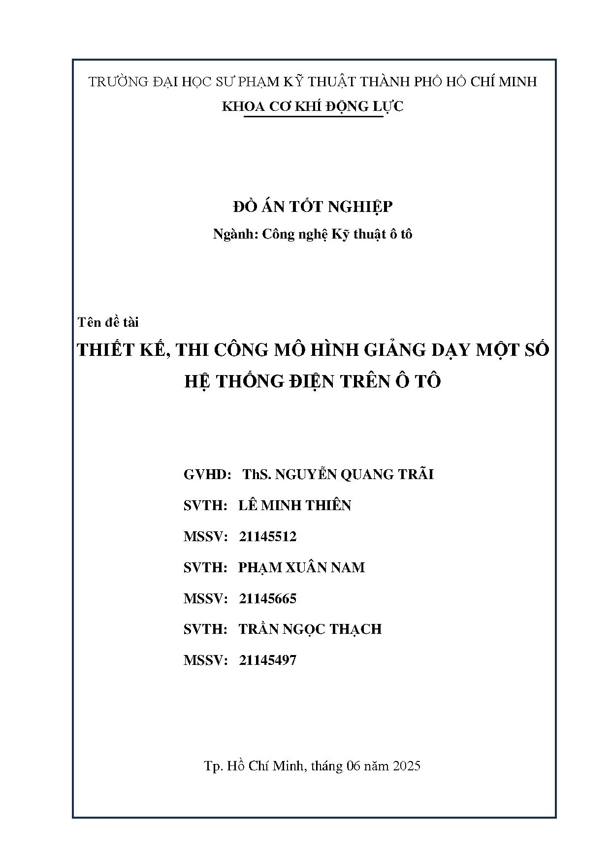 Đồ án tốt nghiệp - Thiết kế, thi công mô hình giảng dạy một số hệ thống điện trên ôtô - Trang 2