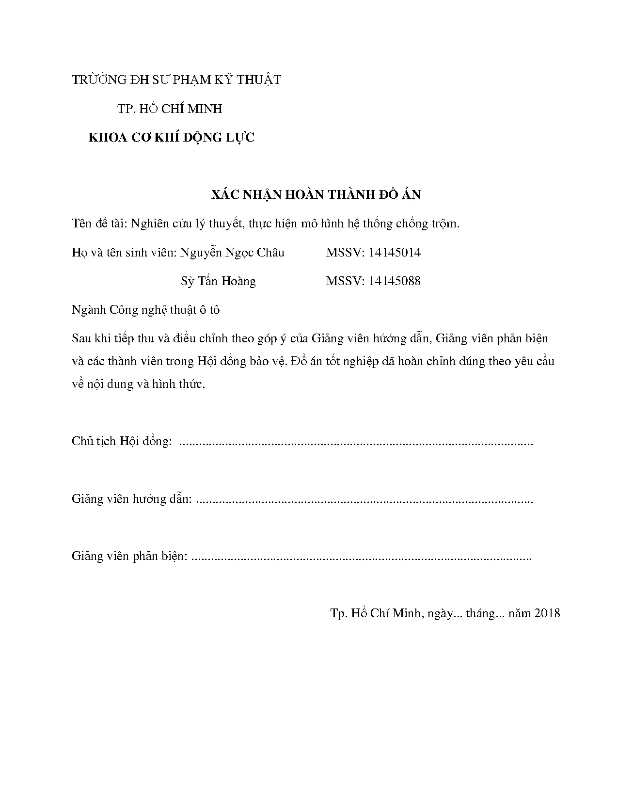 Đồ án tốt nghiệp - Nghiên cứu lý thuyết, thực hiện mô hình hệ thống chống trộm: Đồ án tốt NNCNKTÔT