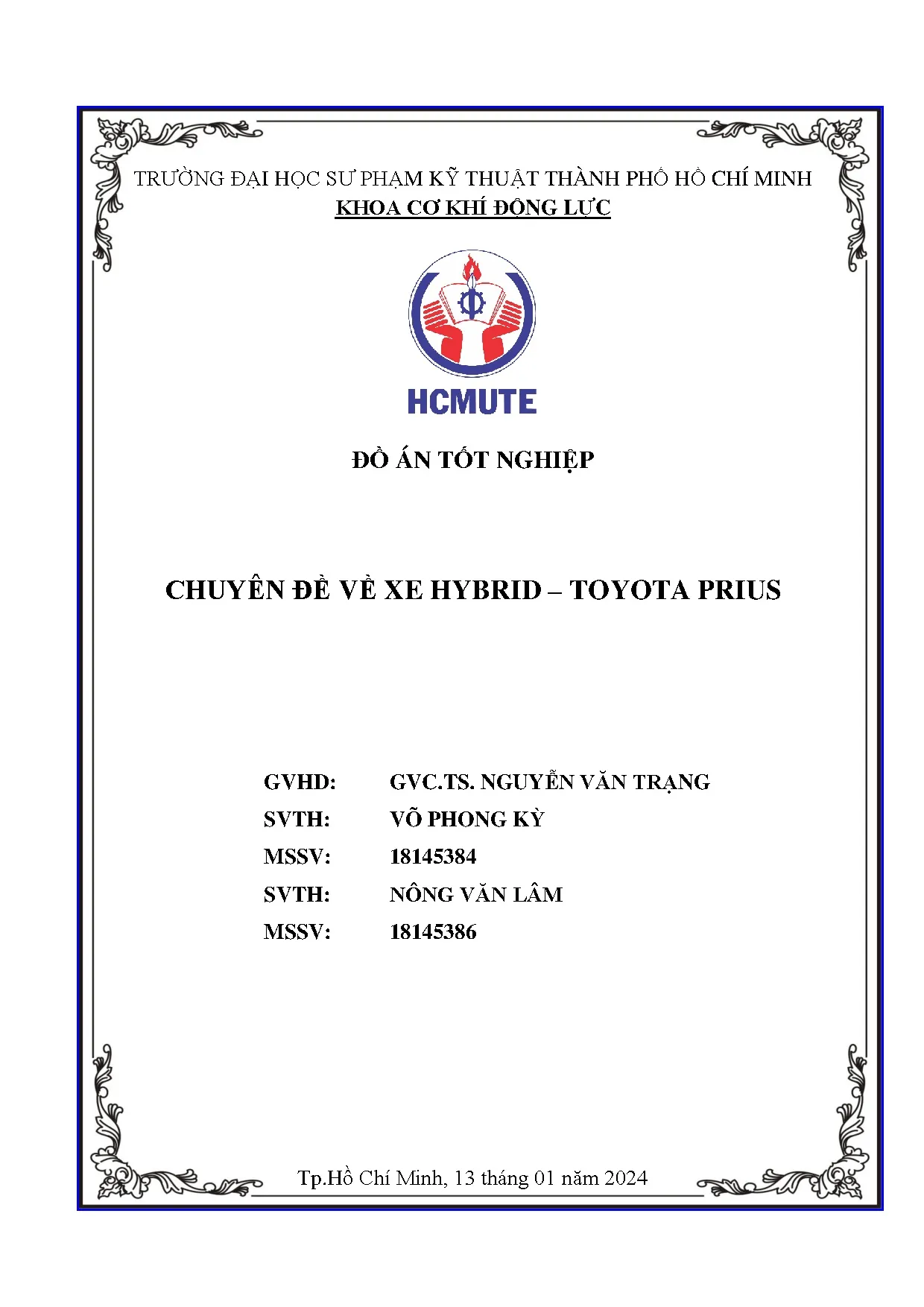 Đồ án tốt nghiệp - Chuyên đề về xe Hybrid - Toyota Prius