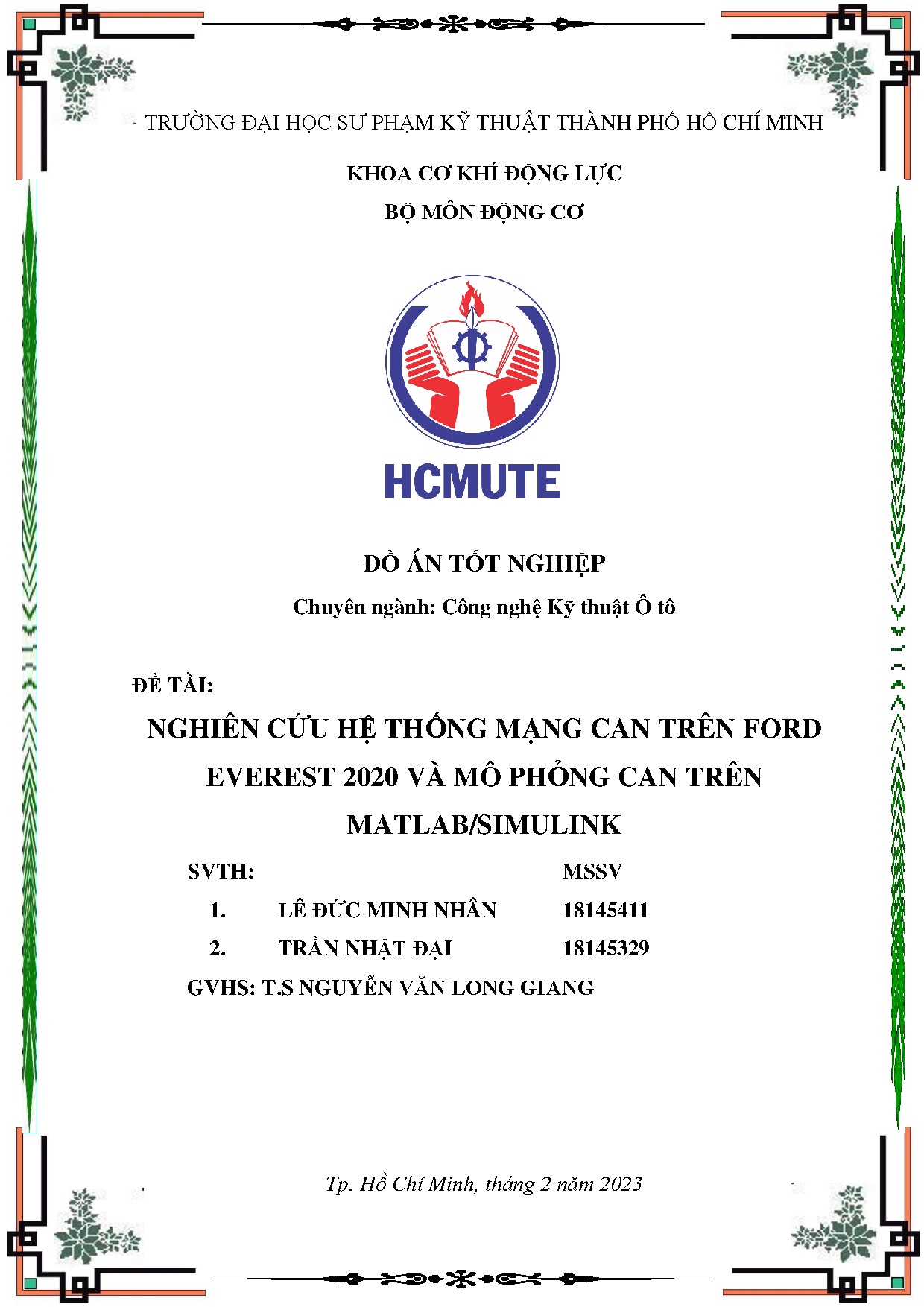 Đồ án tốt nghiệp - Nghiên cứu hệ thống mạng Can trên Ford Everest 2020 và mô phỏng Can trên M