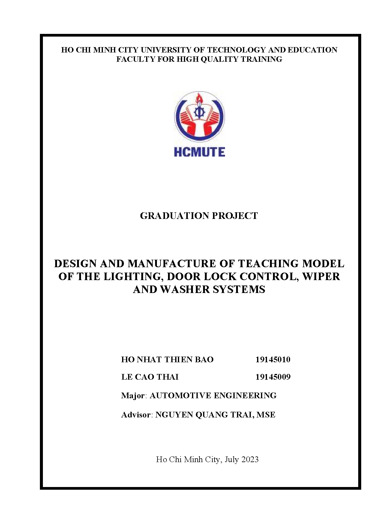 Đồ án tốt nghiệp - Design and manufacture of teaching model of the lighting, door lock control, WAWS