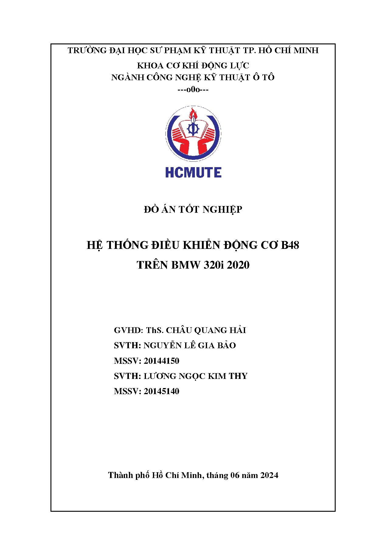 Đồ án tốt nghiệp - Hệ thống điều khiển động cơ B48 trên BMW 320i 202