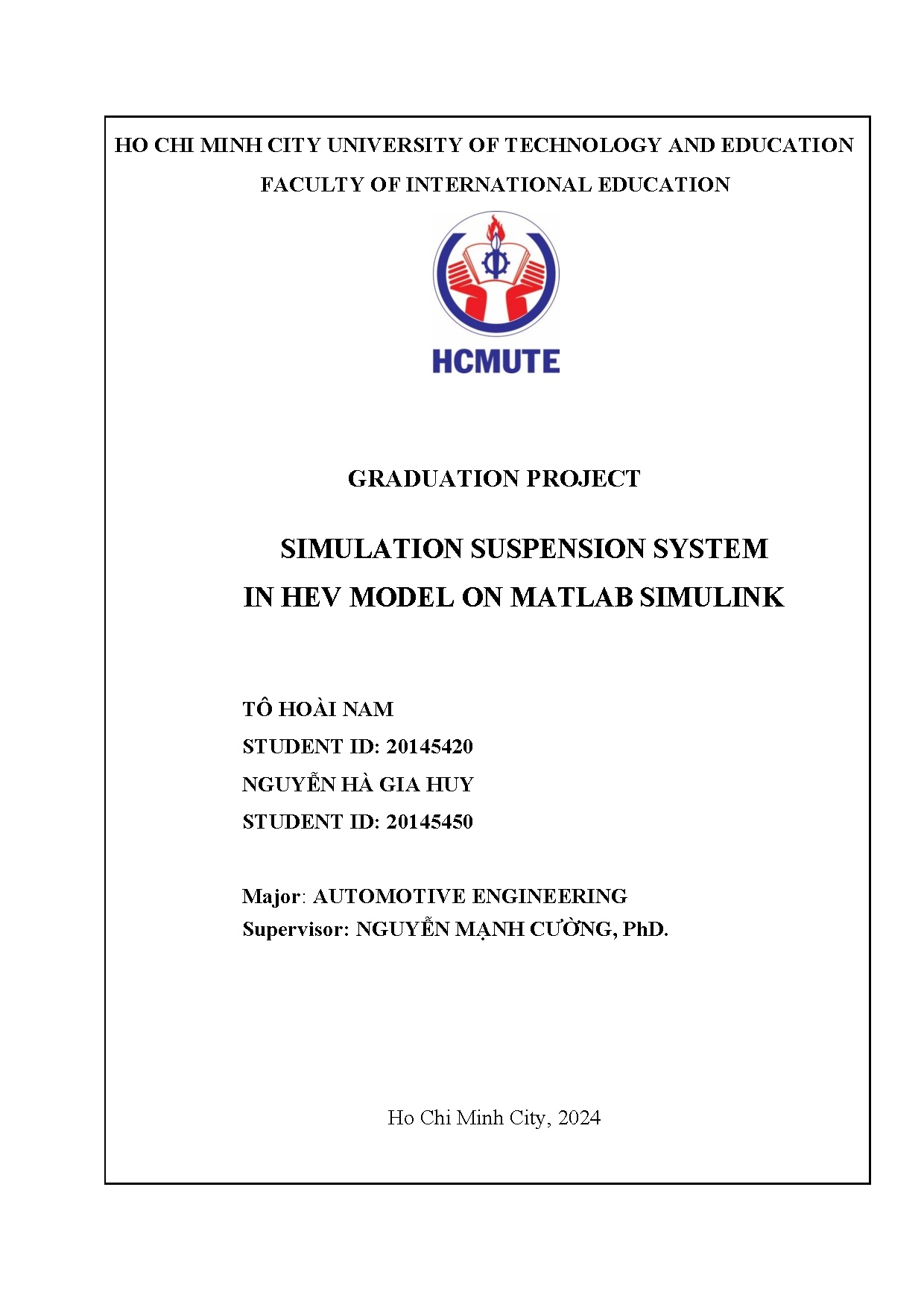 Đồ án tốt nghiệp - Simulation Suspension System In Hev Model On Matlab Simulink
