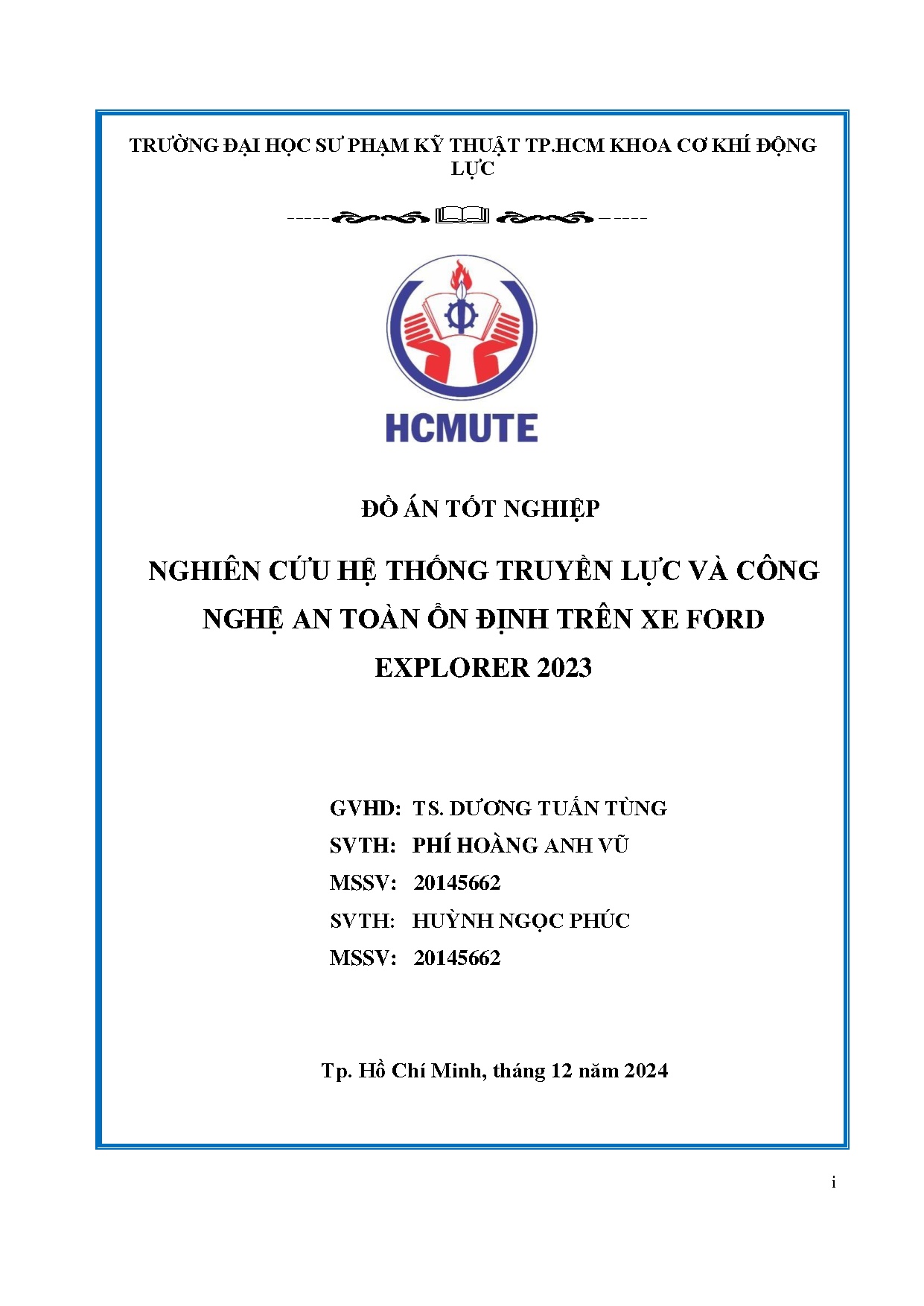 Đồ án tốt nghiệp - Nghiên cứu hệ thống truyền lực và công nghệ an toàn ổn định trên xe Ford E 2