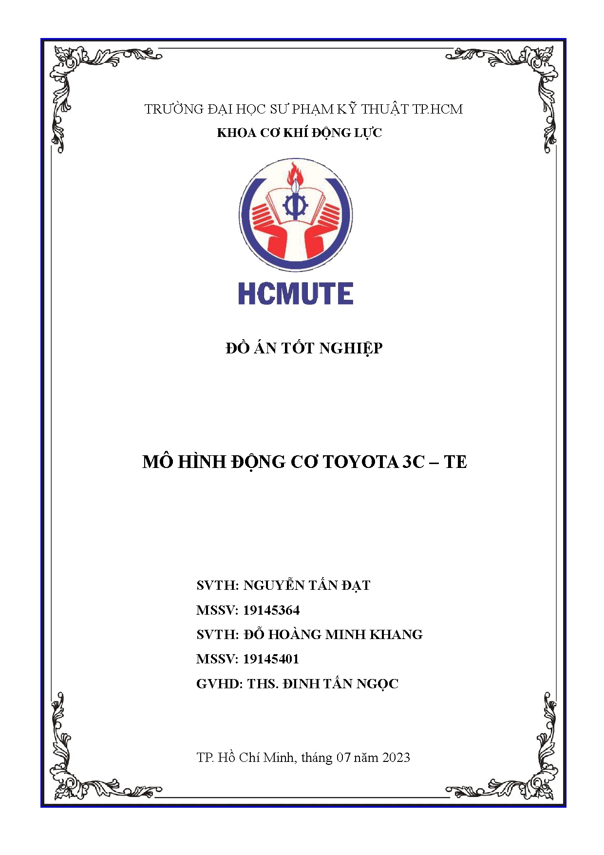 Đồ án tốt nghiệp - Mô hình động cơ Toyota 3C - TE