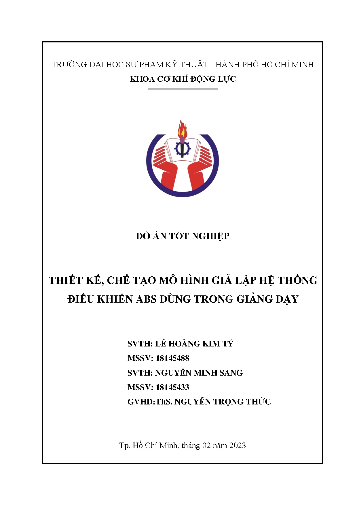 Đồ án tốt nghiệp - Thiết kế, chế tạo mô hình giả lập hệ thống điều khiển ABS dùng trong giảng dạy
